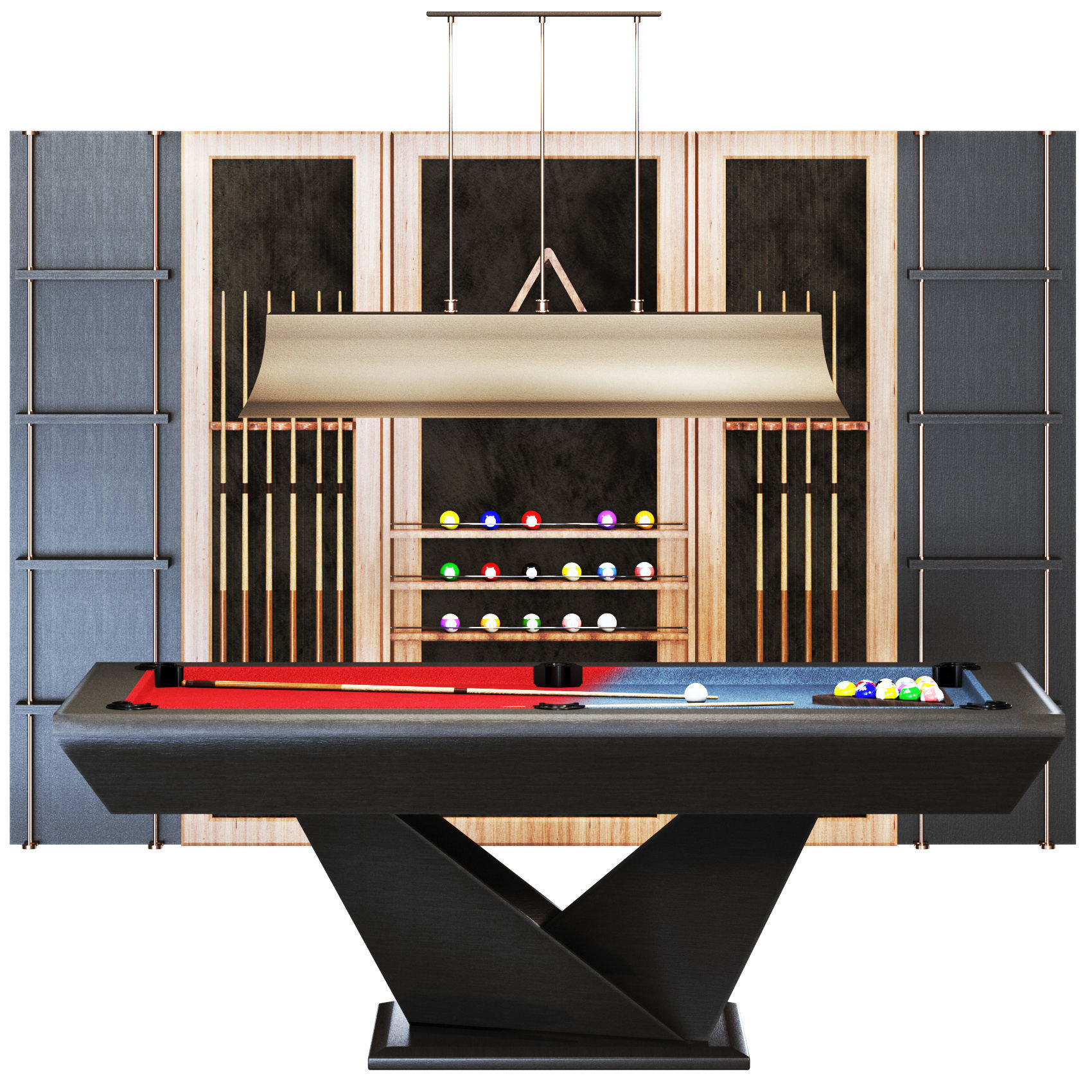 Billiards03 pool table set Low-poly 3D model_6