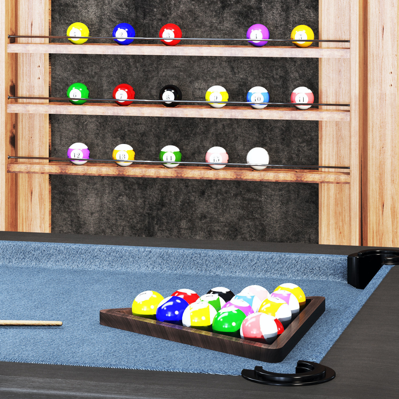 Billiards03 pool table set Low-poly 3D model_10