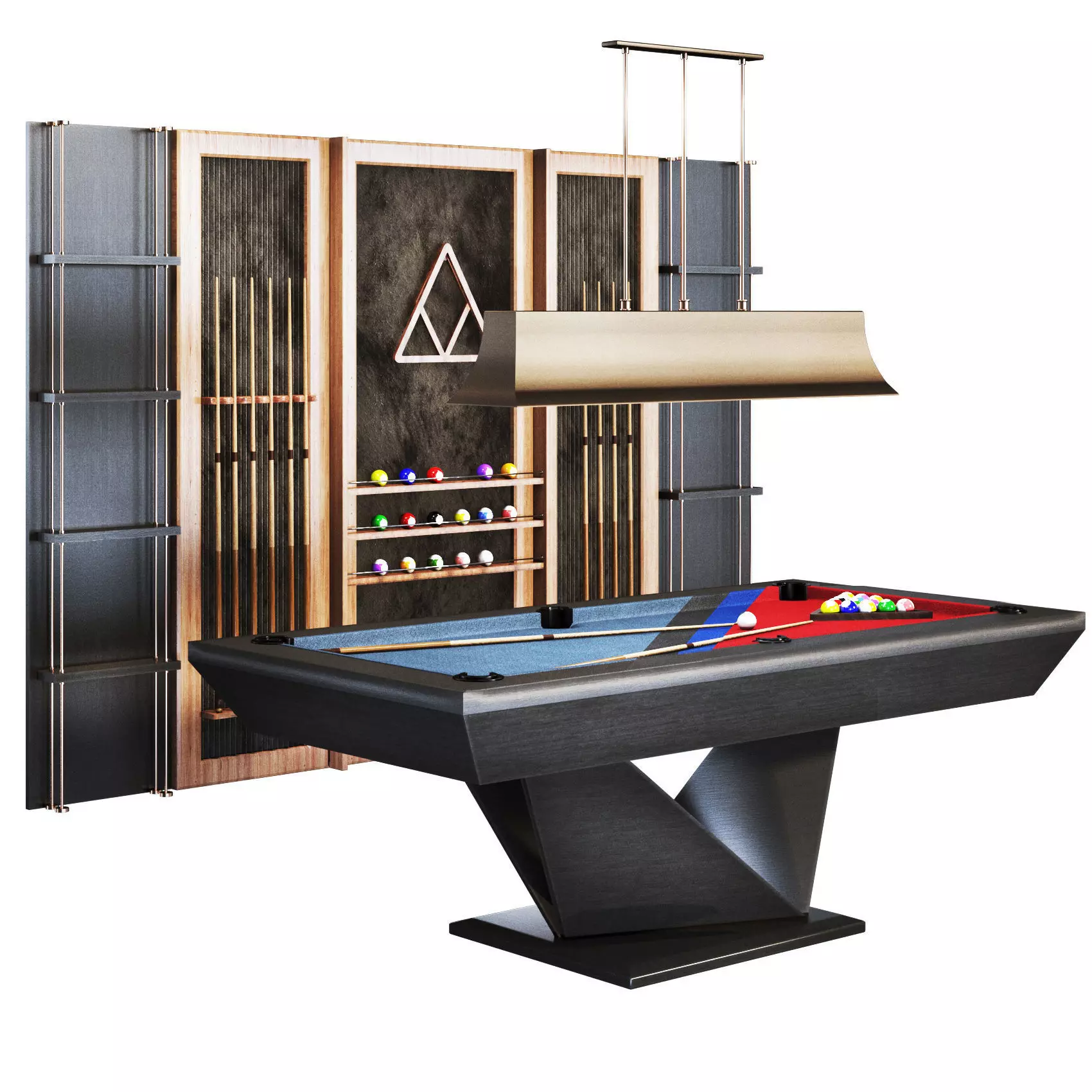 Billiards03 pool table set Low-poly 3D model_0