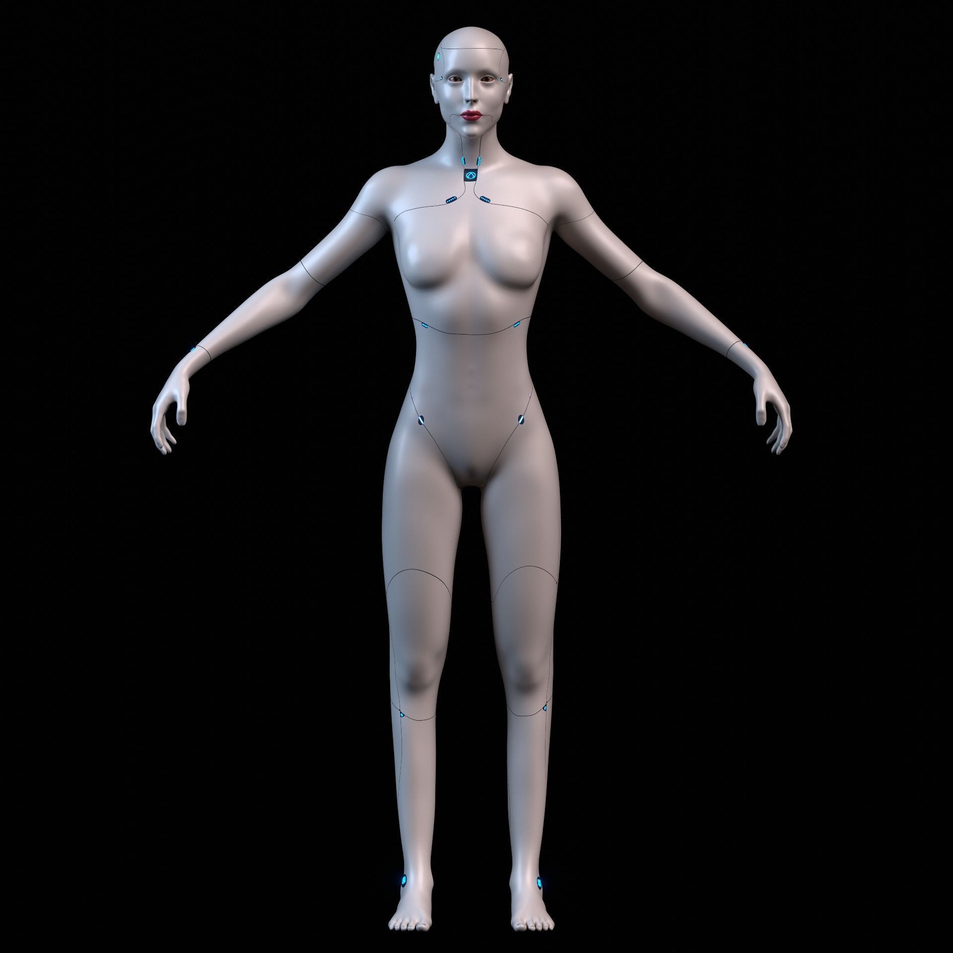 Advanced Female Humanoid Sci-fi Game Ready Character 3D Model Low-poly 3D model_2