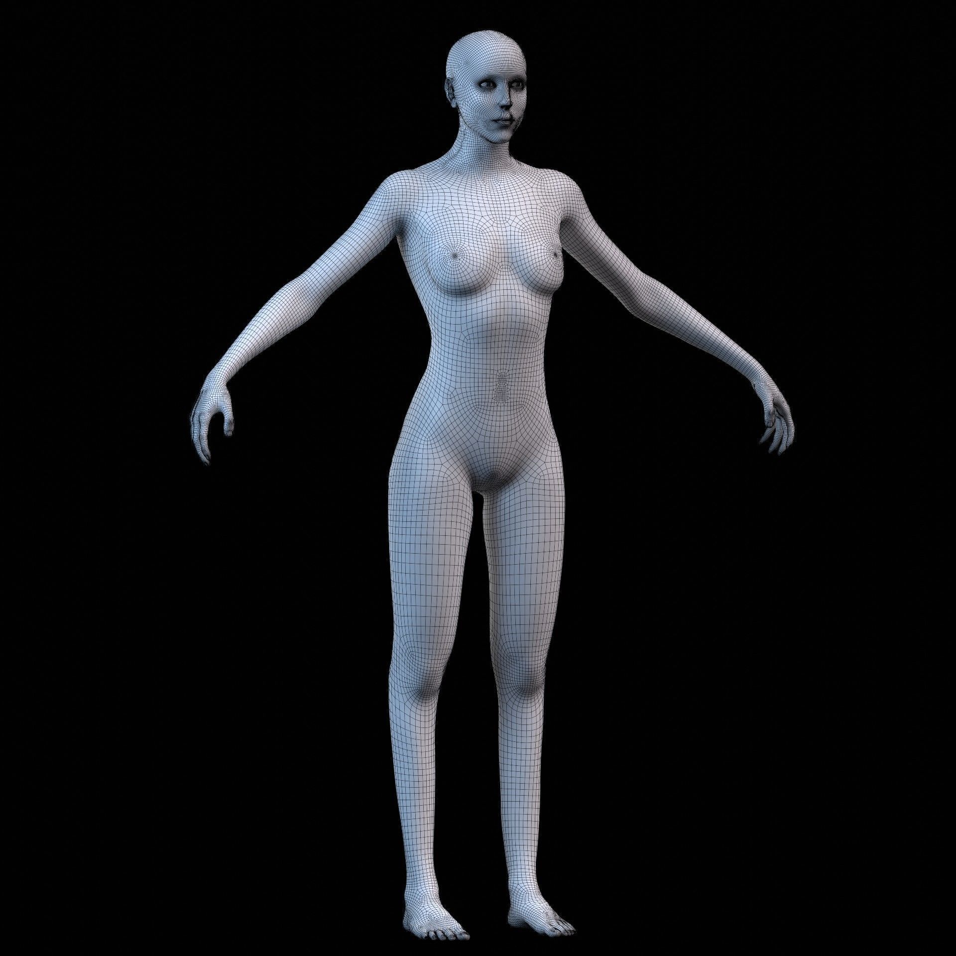 Advanced Female Humanoid Sci-fi Game Ready Character 3D Model Low-poly 3D model_26