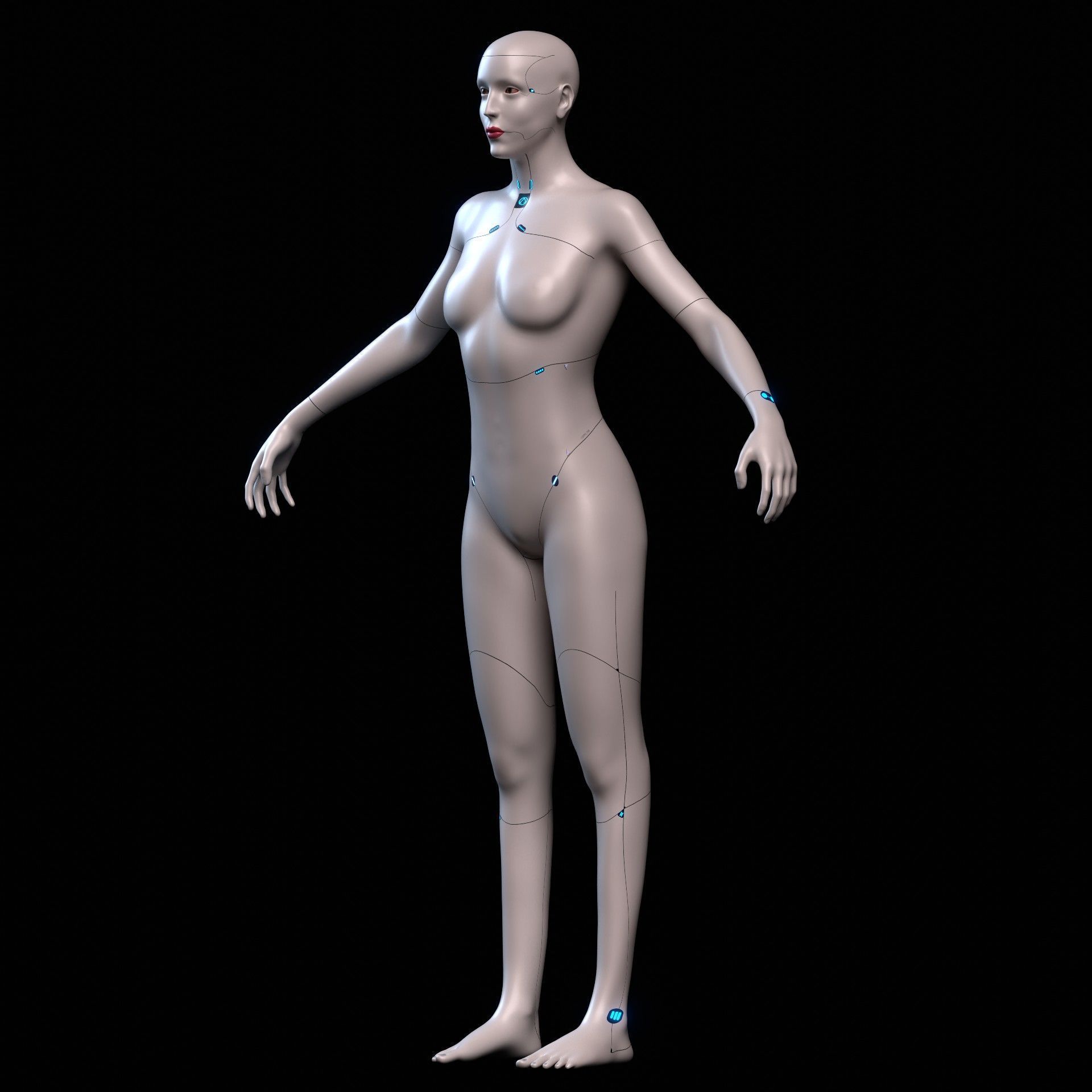 Advanced Female Humanoid Sci-fi Game Ready Character 3D Model Low-poly 3D model_3