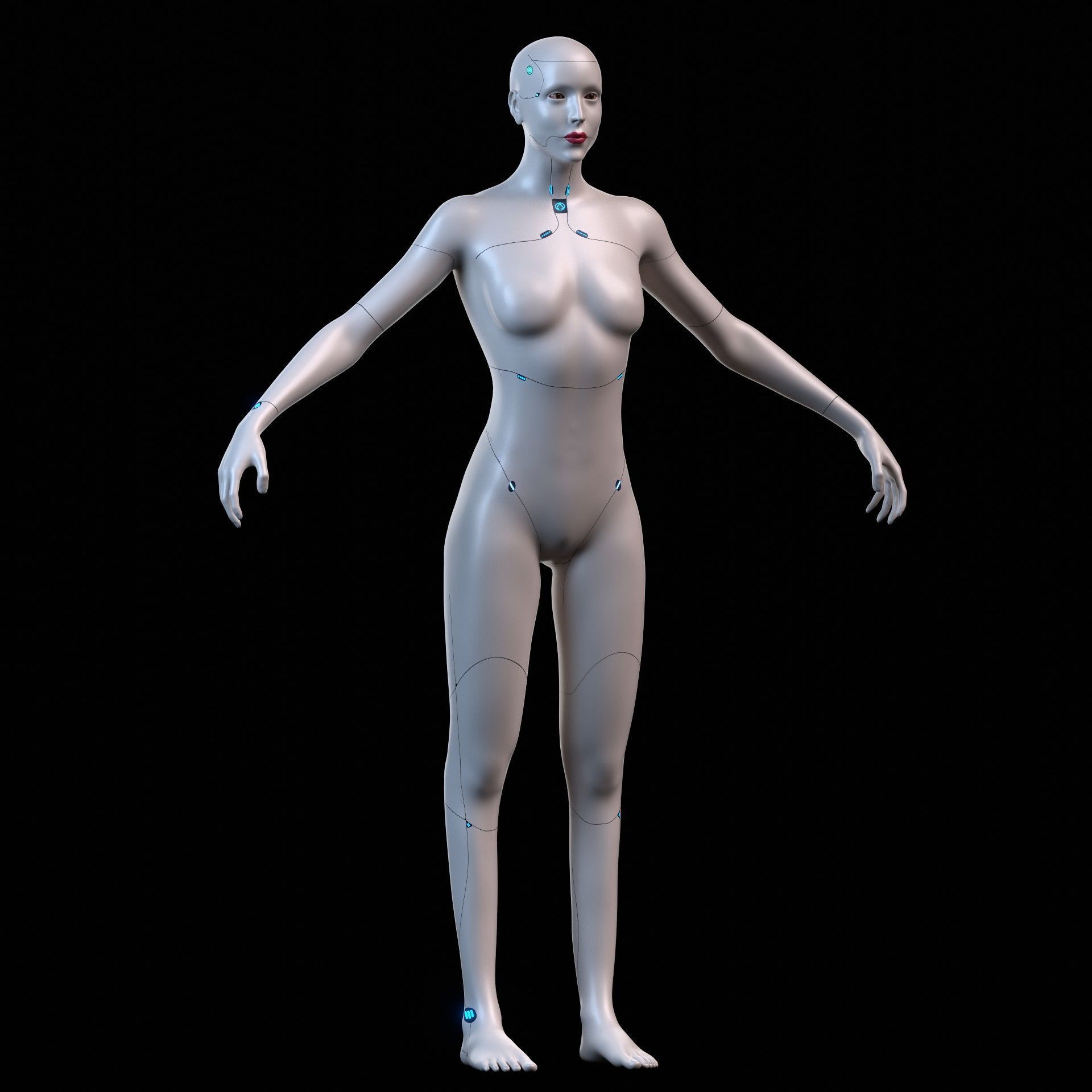 Advanced Female Humanoid Sci-fi Game Ready Character 3D Model Low-poly 3D model_7