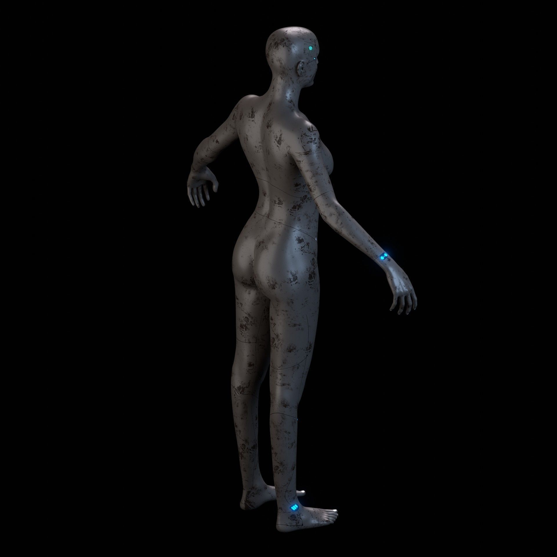 Advanced Female Humanoid Sci-fi Game Ready Character 3D Model Low-poly 3D model_23