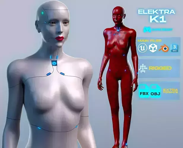 Advanced Female Humanoid Sci-fi Game Ready Character 3D Model Low-poly 3D model
