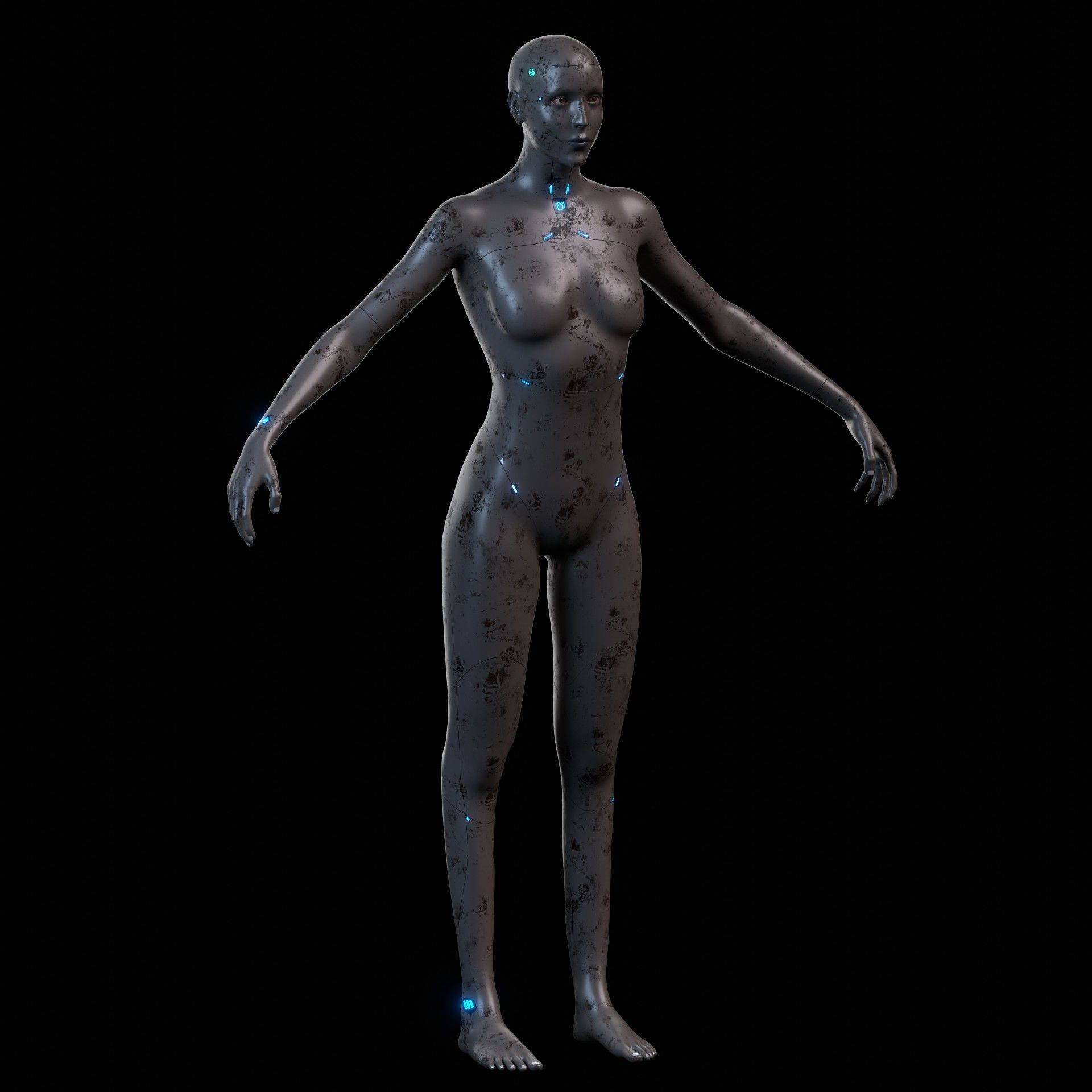 Advanced Female Humanoid Sci-fi Game Ready Character 3D Model Low-poly 3D model_20
