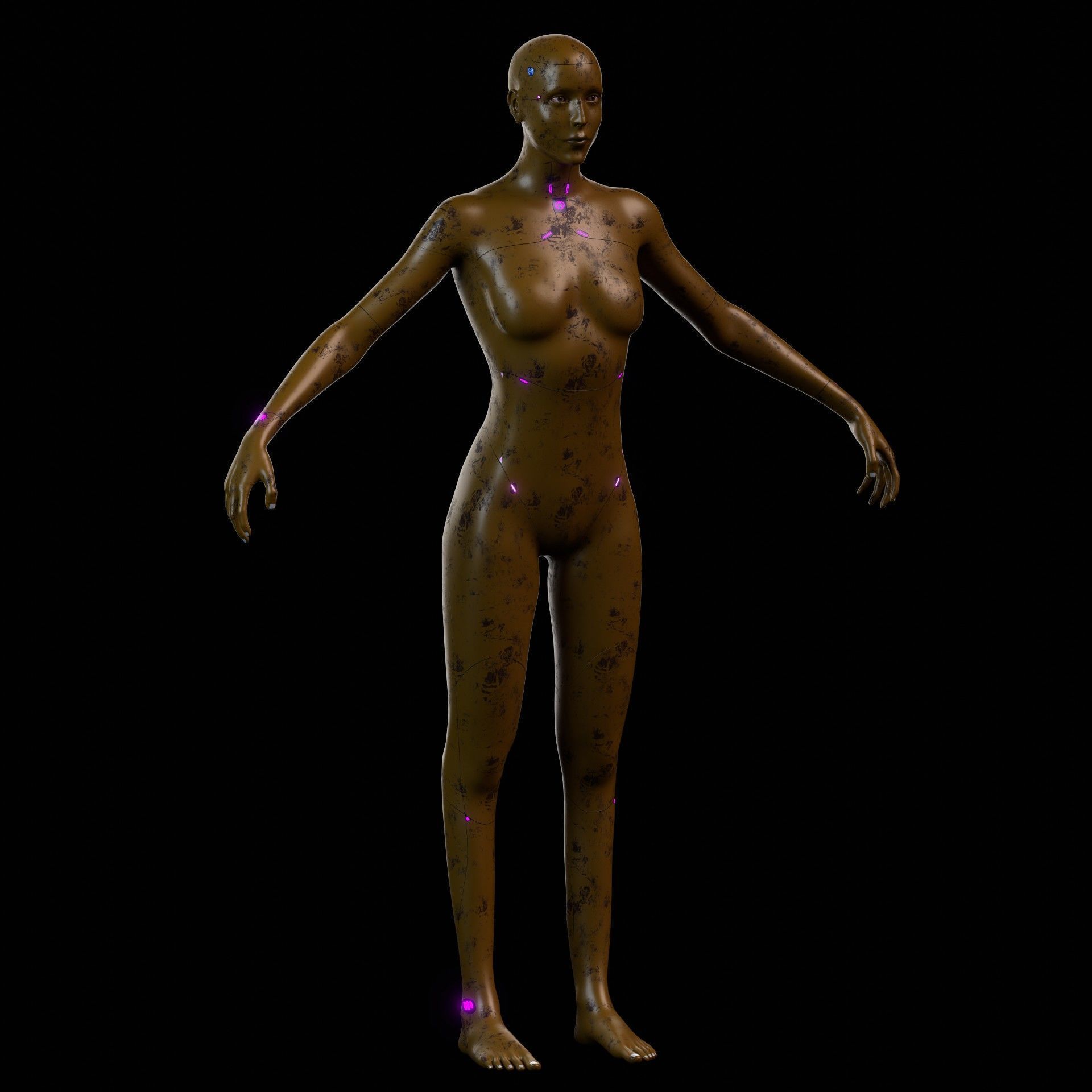 Advanced Female Humanoid Sci-fi Game Ready Character 3D Model Low-poly 3D model_12