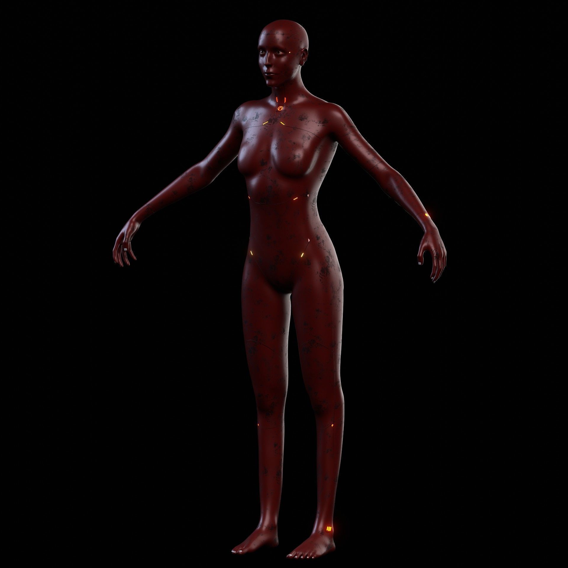 Advanced Female Humanoid Sci-fi Game Ready Character 3D Model Low-poly 3D model_9