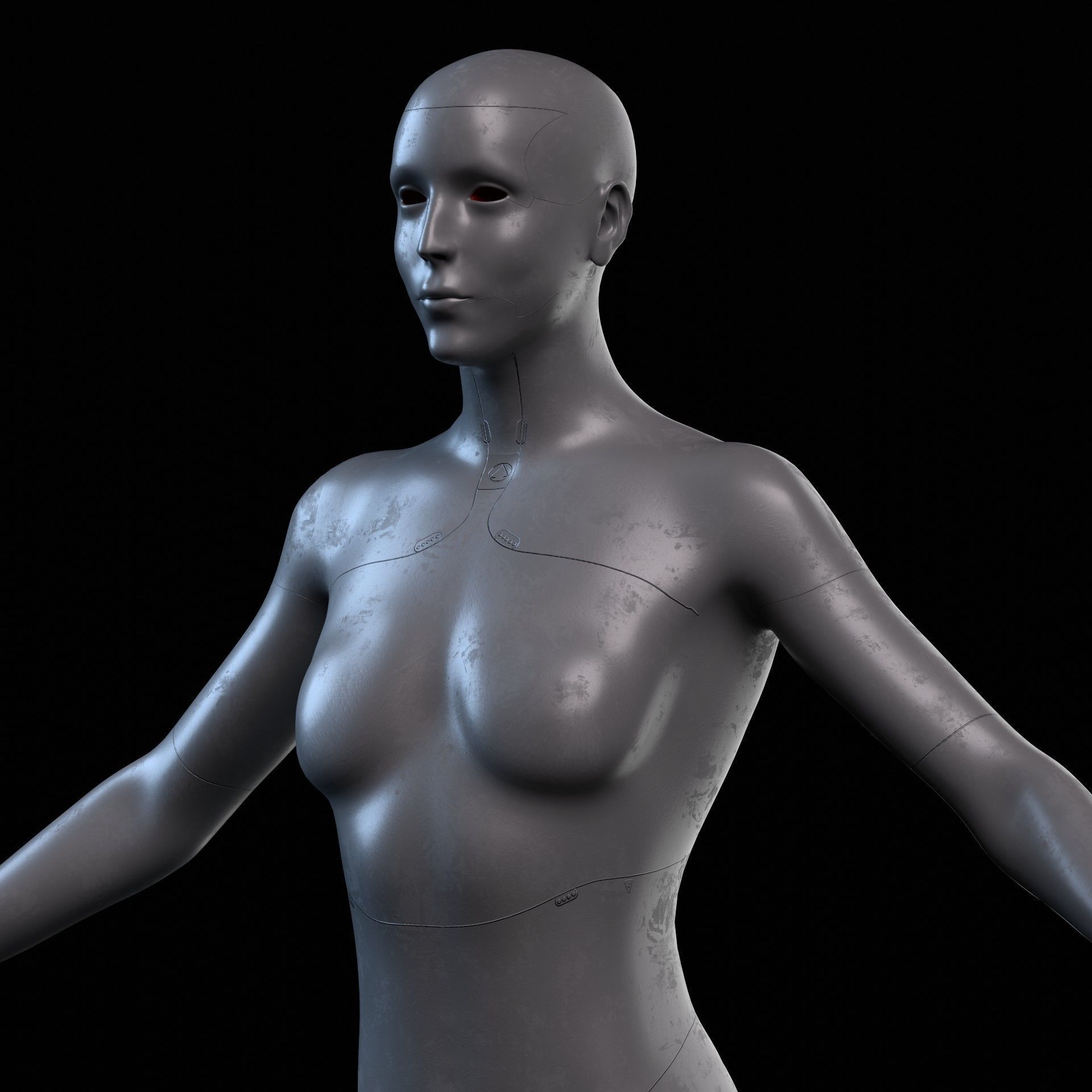 Advanced Female Humanoid Sci-fi Game Ready Character 3D Model Low-poly 3D model_24