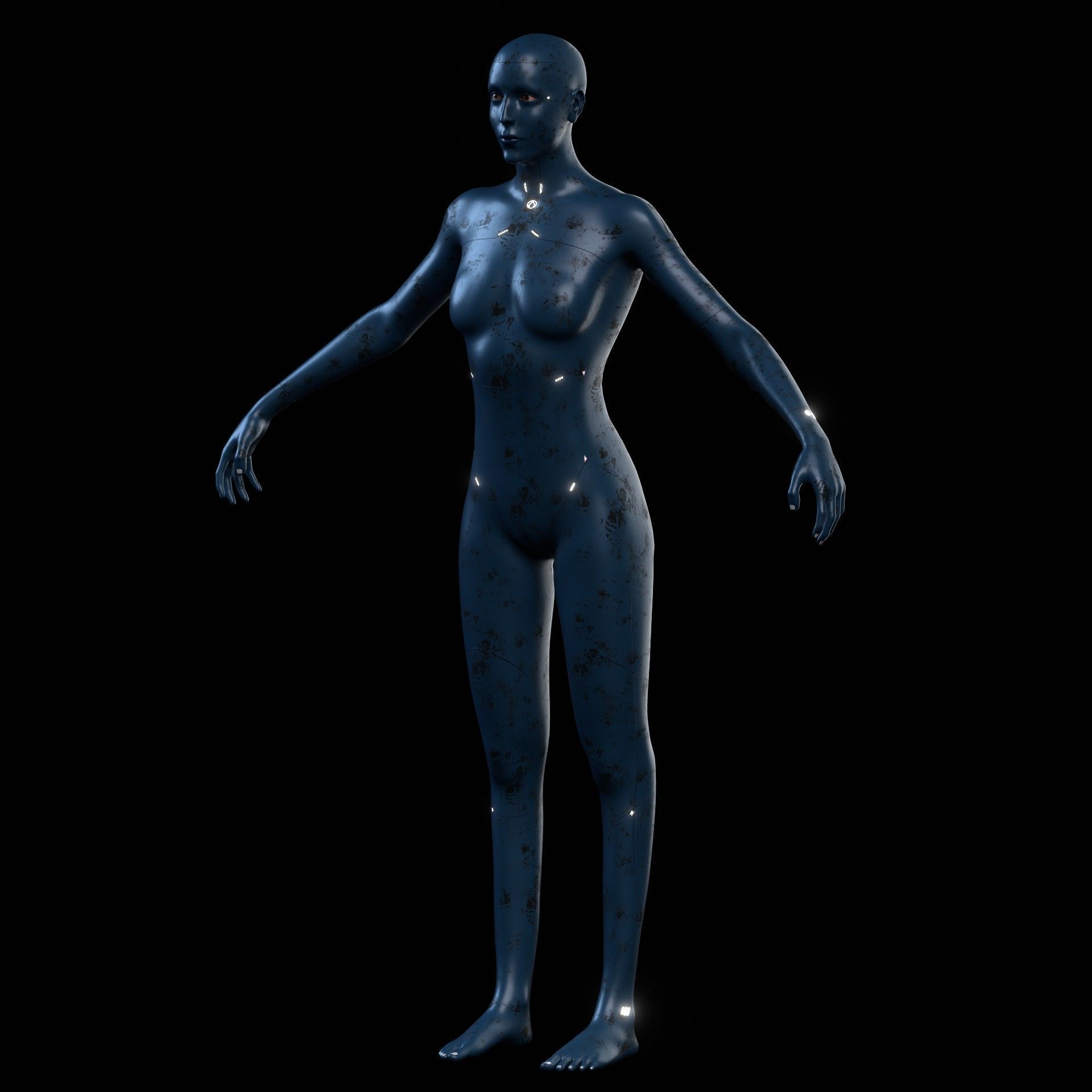 Advanced Female Humanoid Sci-fi Game Ready Character 3D Model Low-poly 3D model_17