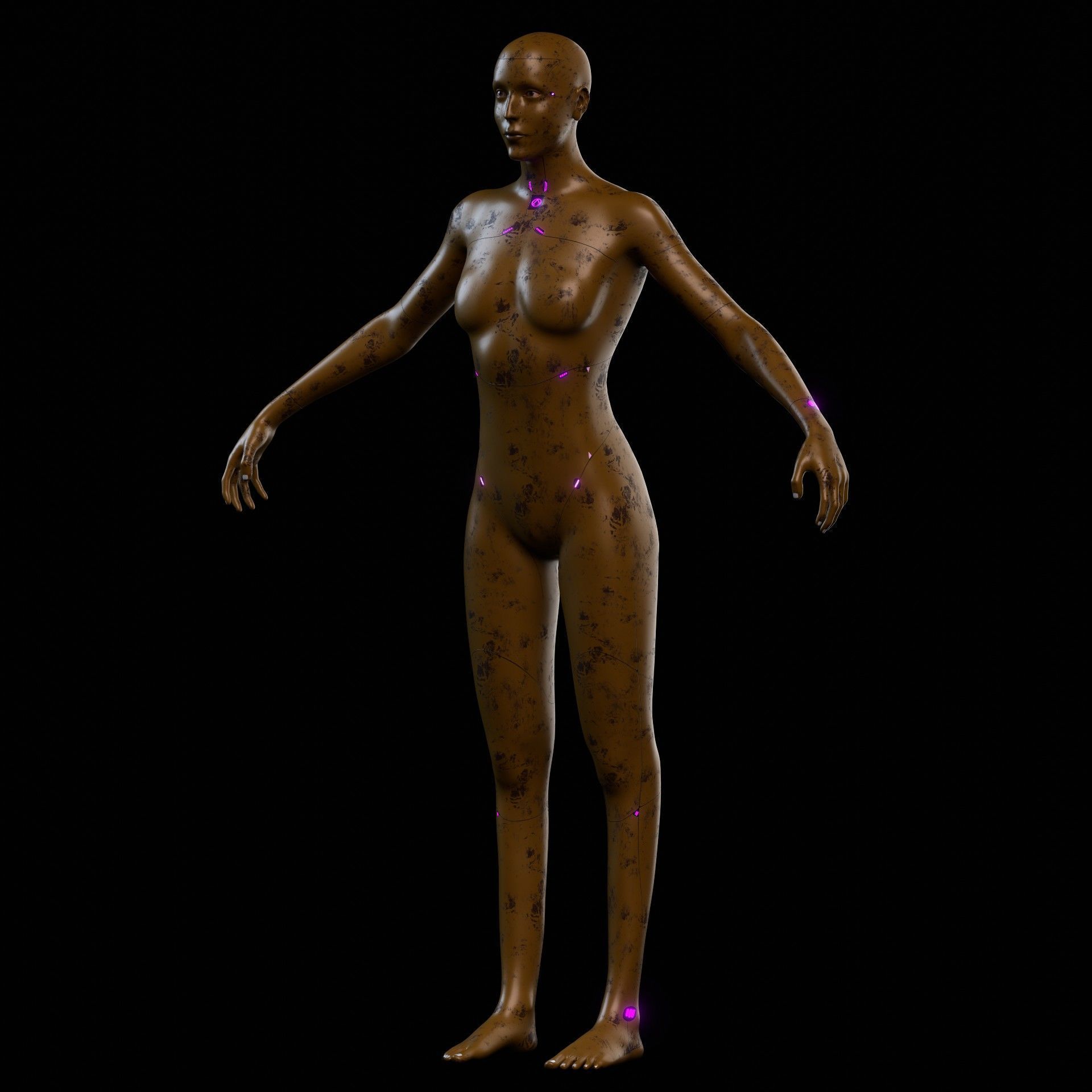 Advanced Female Humanoid Sci-fi Game Ready Character 3D Model Low-poly 3D model_13