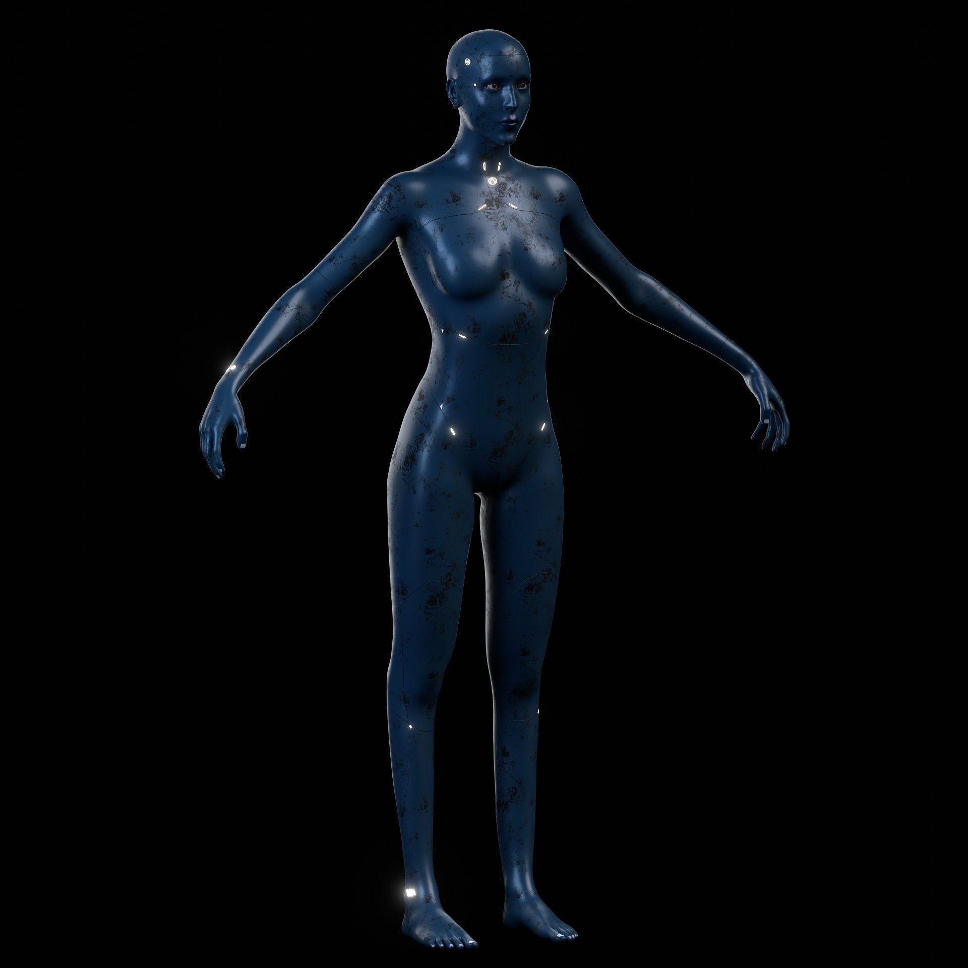 Advanced Female Humanoid Sci-fi Game Ready Character 3D Model Low-poly 3D model_16