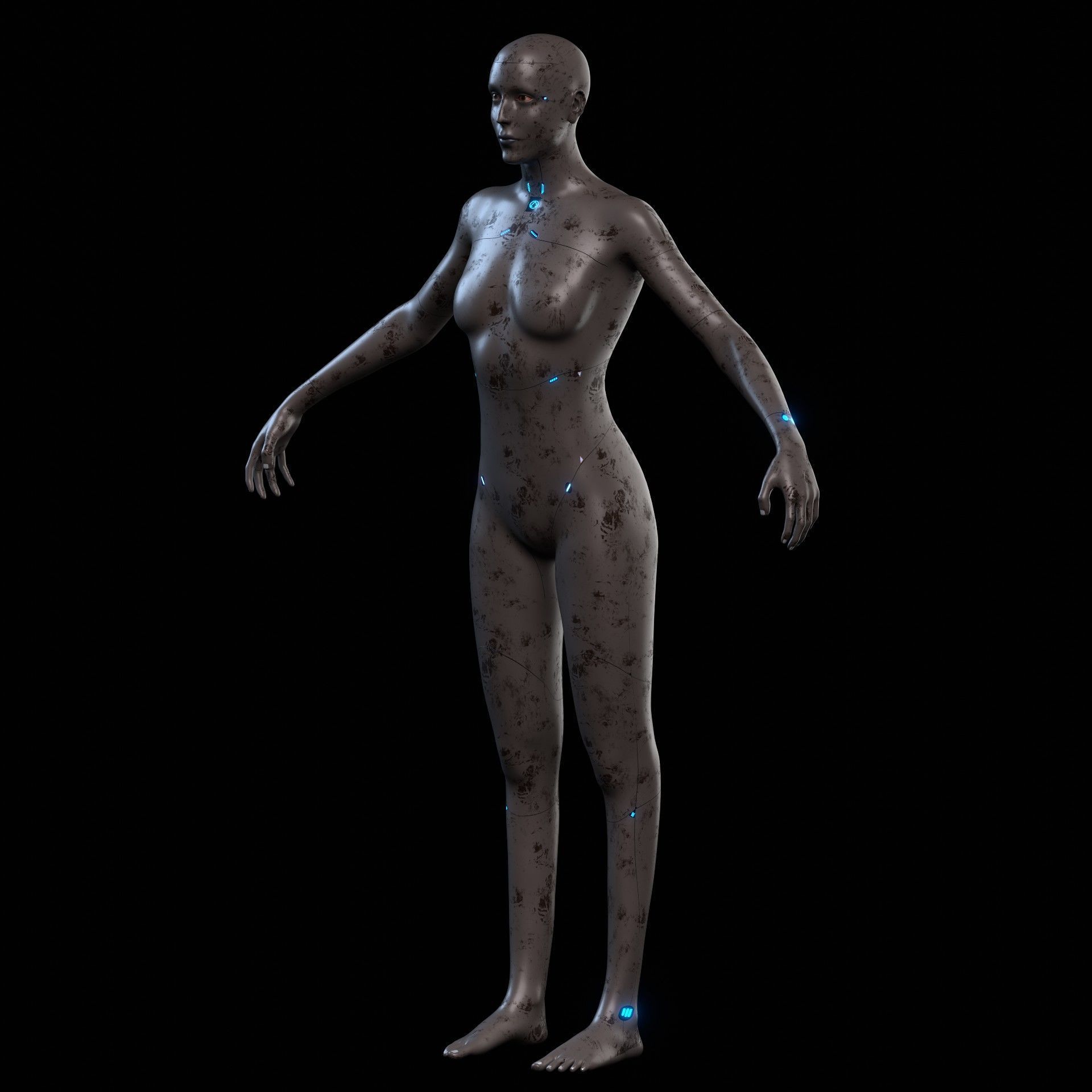 Advanced Female Humanoid Sci-fi Game Ready Character 3D Model Low-poly 3D model_21