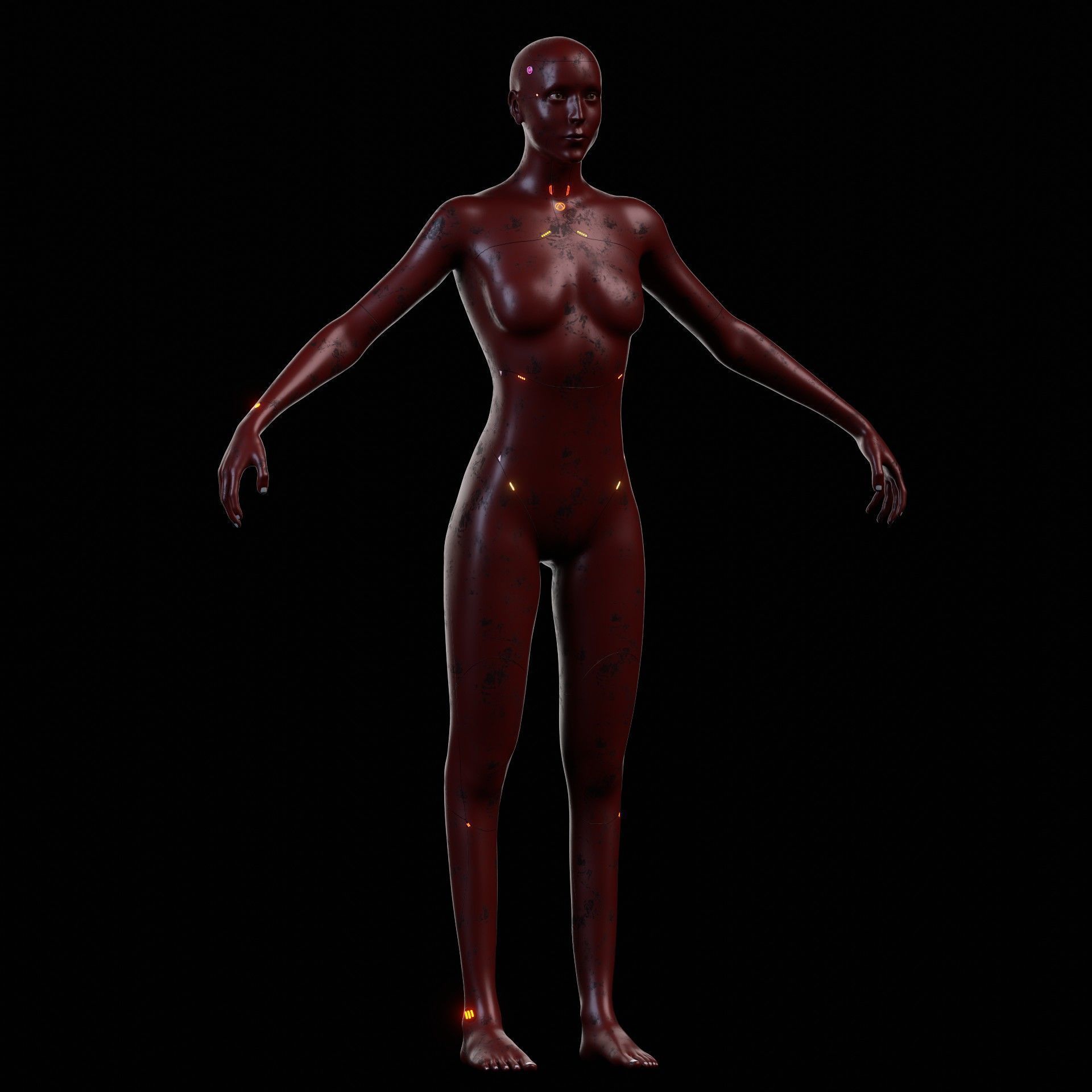 Advanced Female Humanoid Sci-fi Game Ready Character 3D Model Low-poly 3D model_8