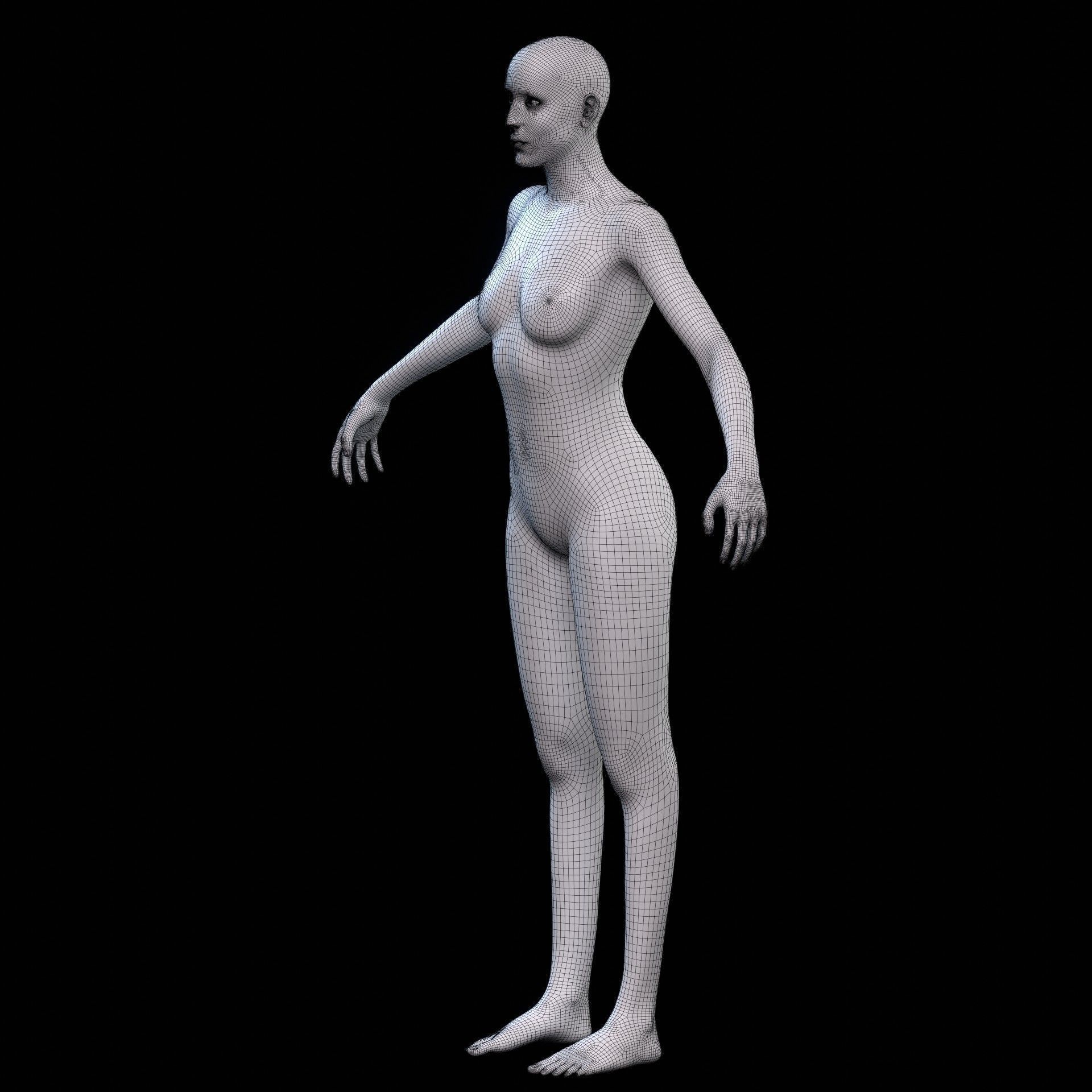 Advanced Female Humanoid Sci-fi Game Ready Character 3D Model Low-poly 3D model_27