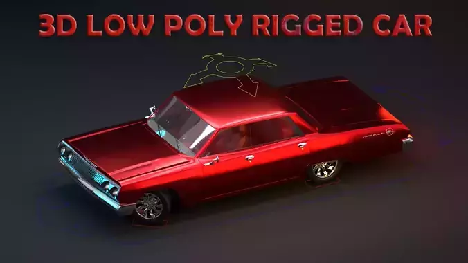 3D low poly rigged car model