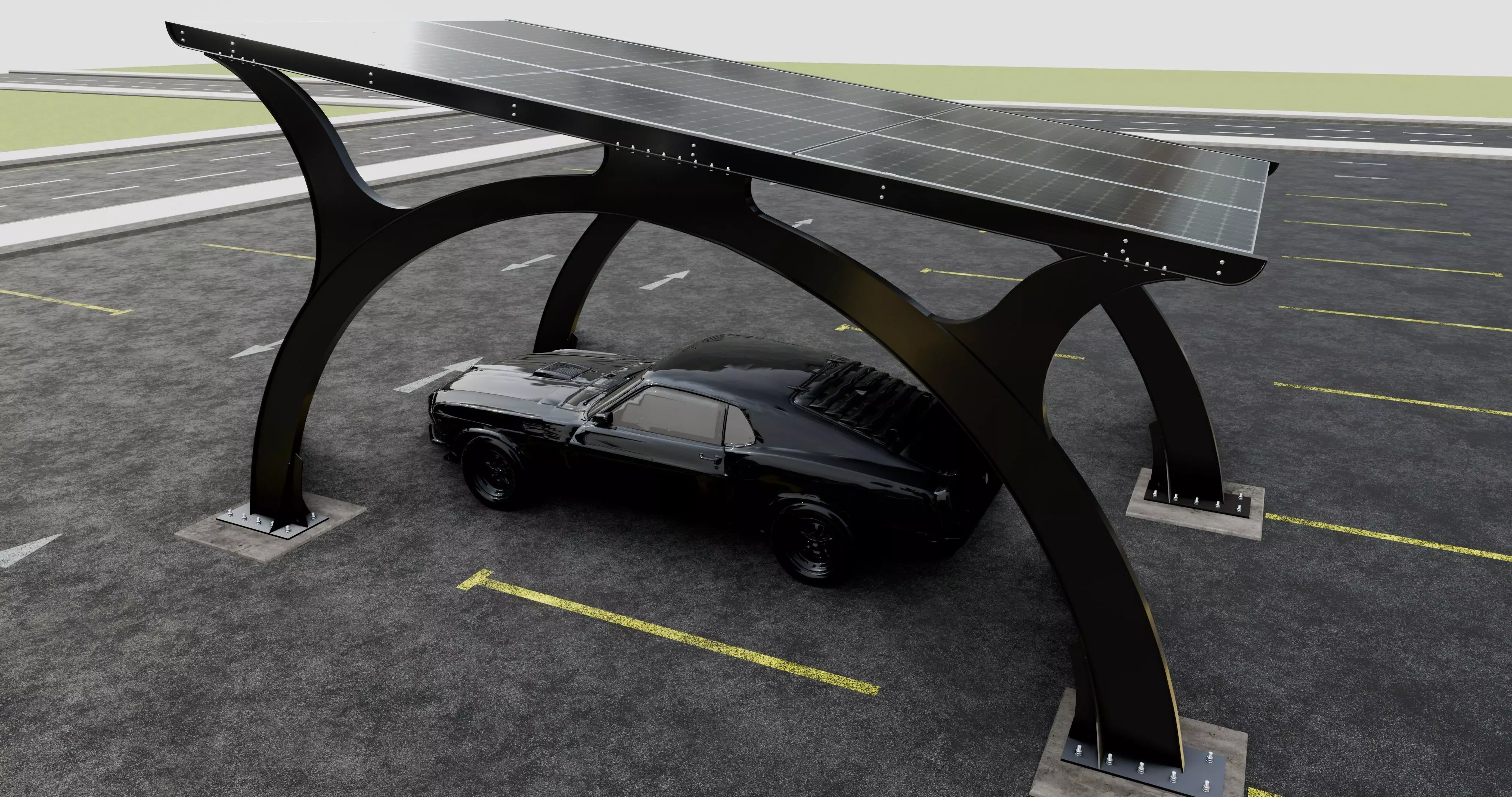 ARCHED TYPE MODERN CARPORT TYPE-4 3D model_0