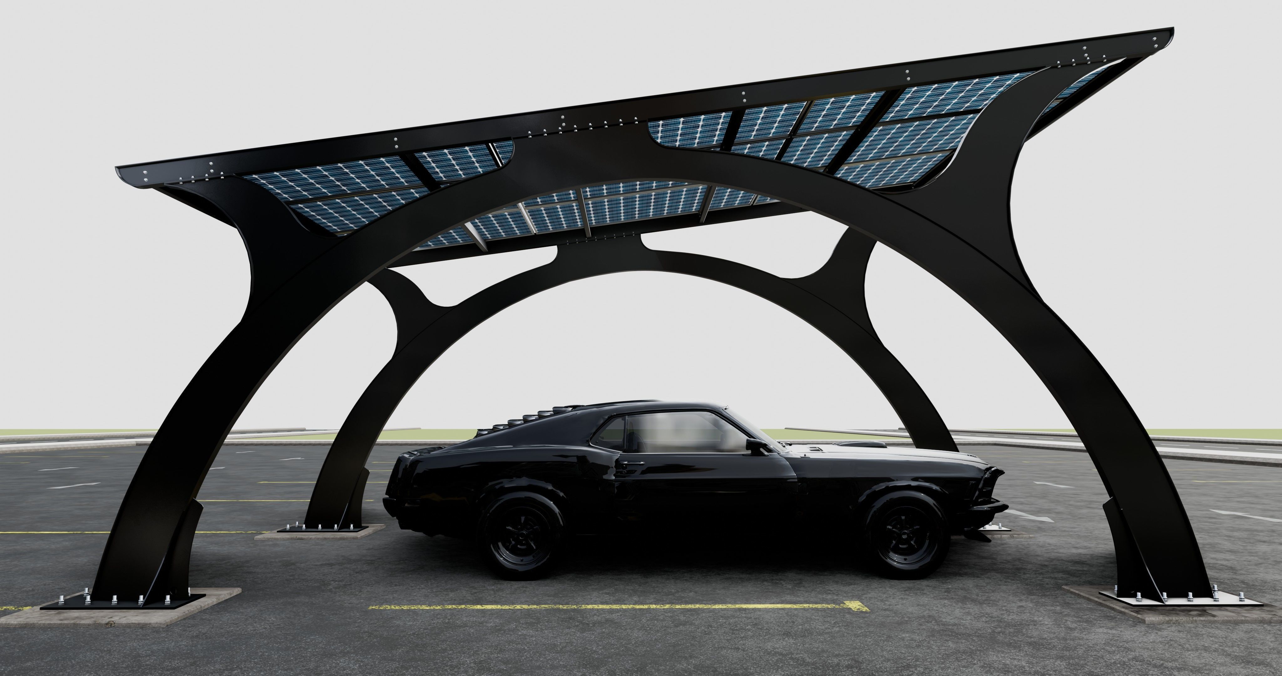 ARCHED TYPE MODERN CARPORT TYPE-4 3D model_6
