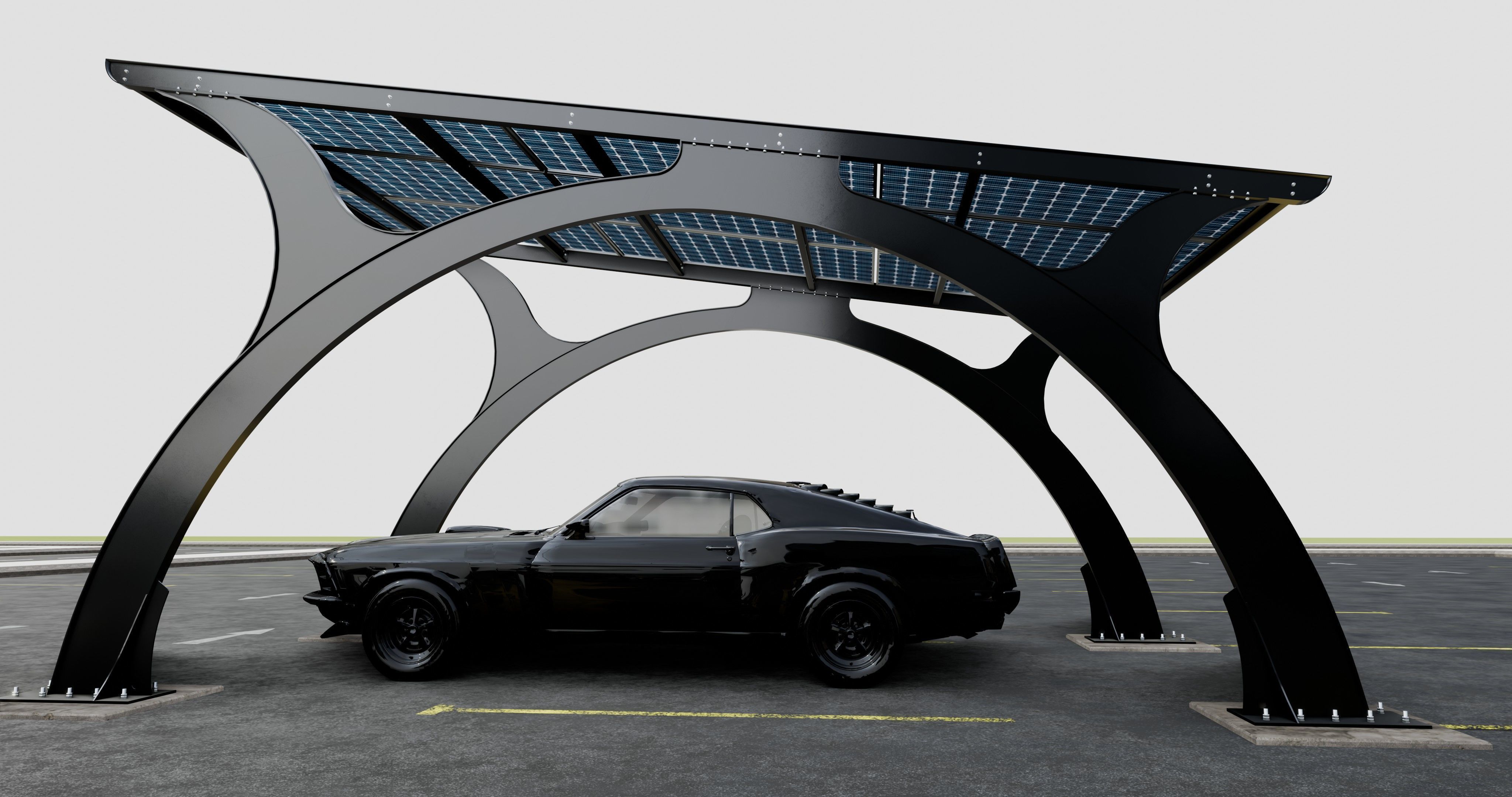 ARCHED TYPE MODERN CARPORT TYPE-4 3D model_5