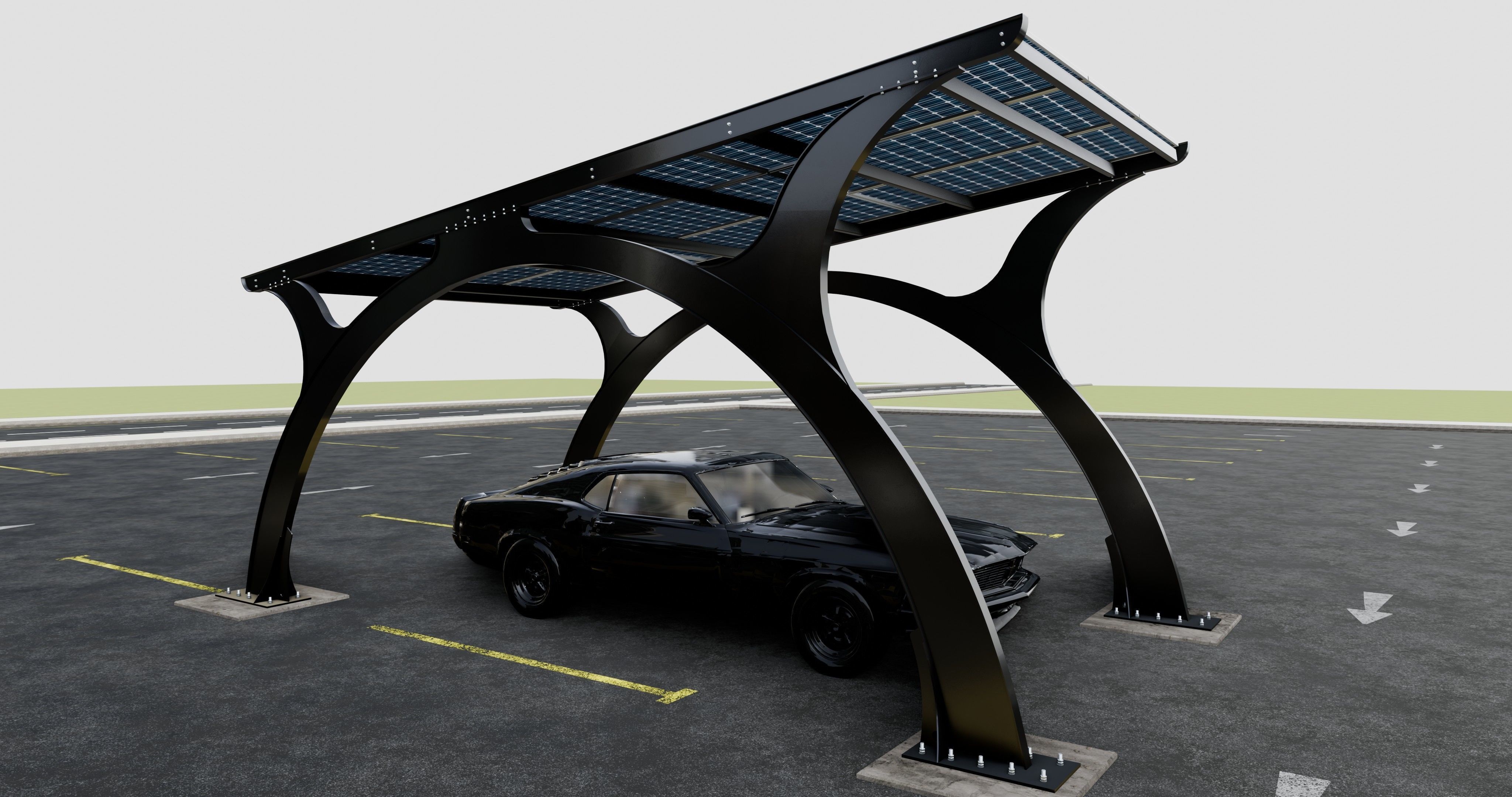 ARCHED TYPE MODERN CARPORT TYPE-4 3D model_3