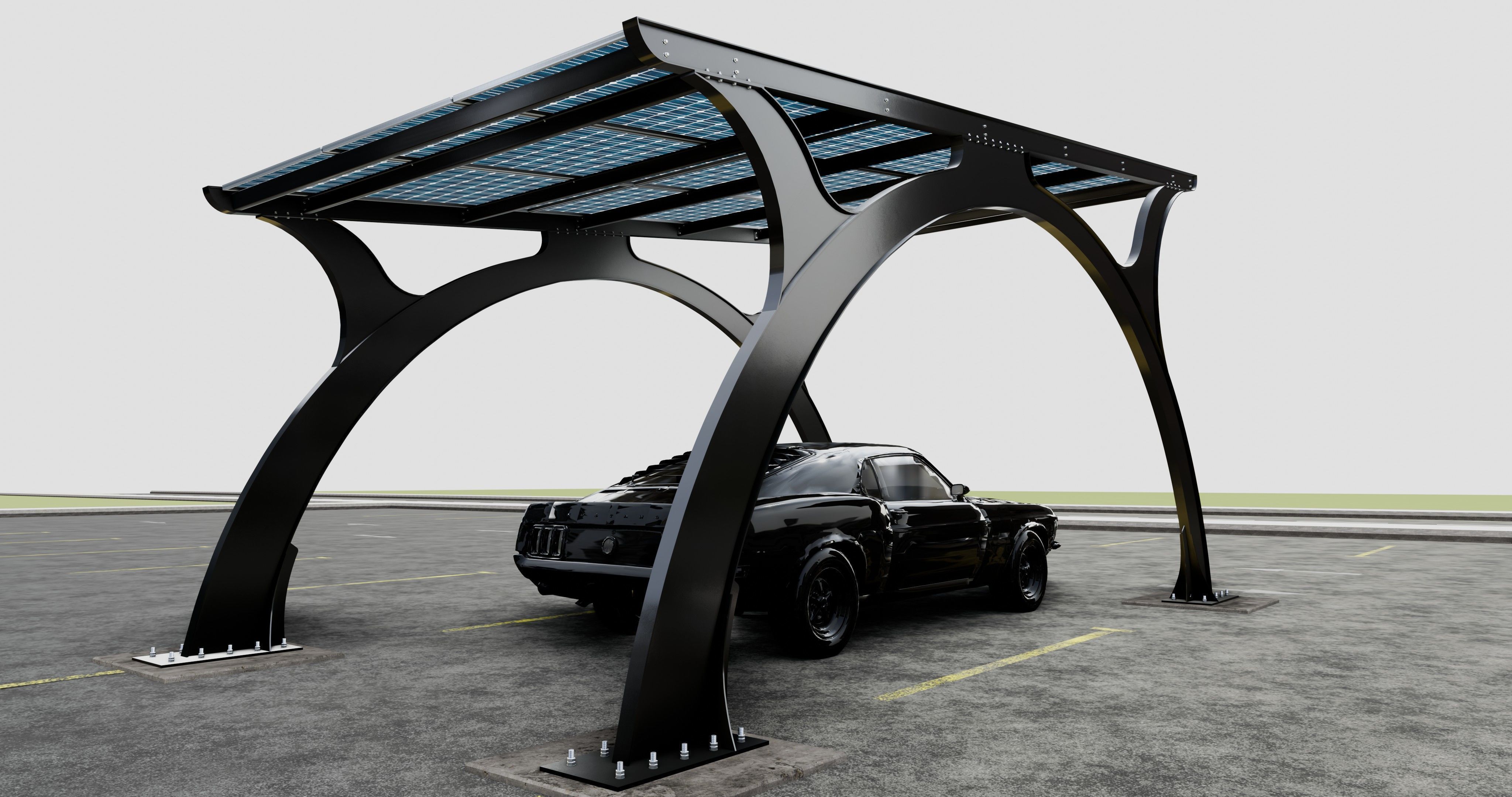 ARCHED TYPE MODERN CARPORT TYPE-4 3D model_12