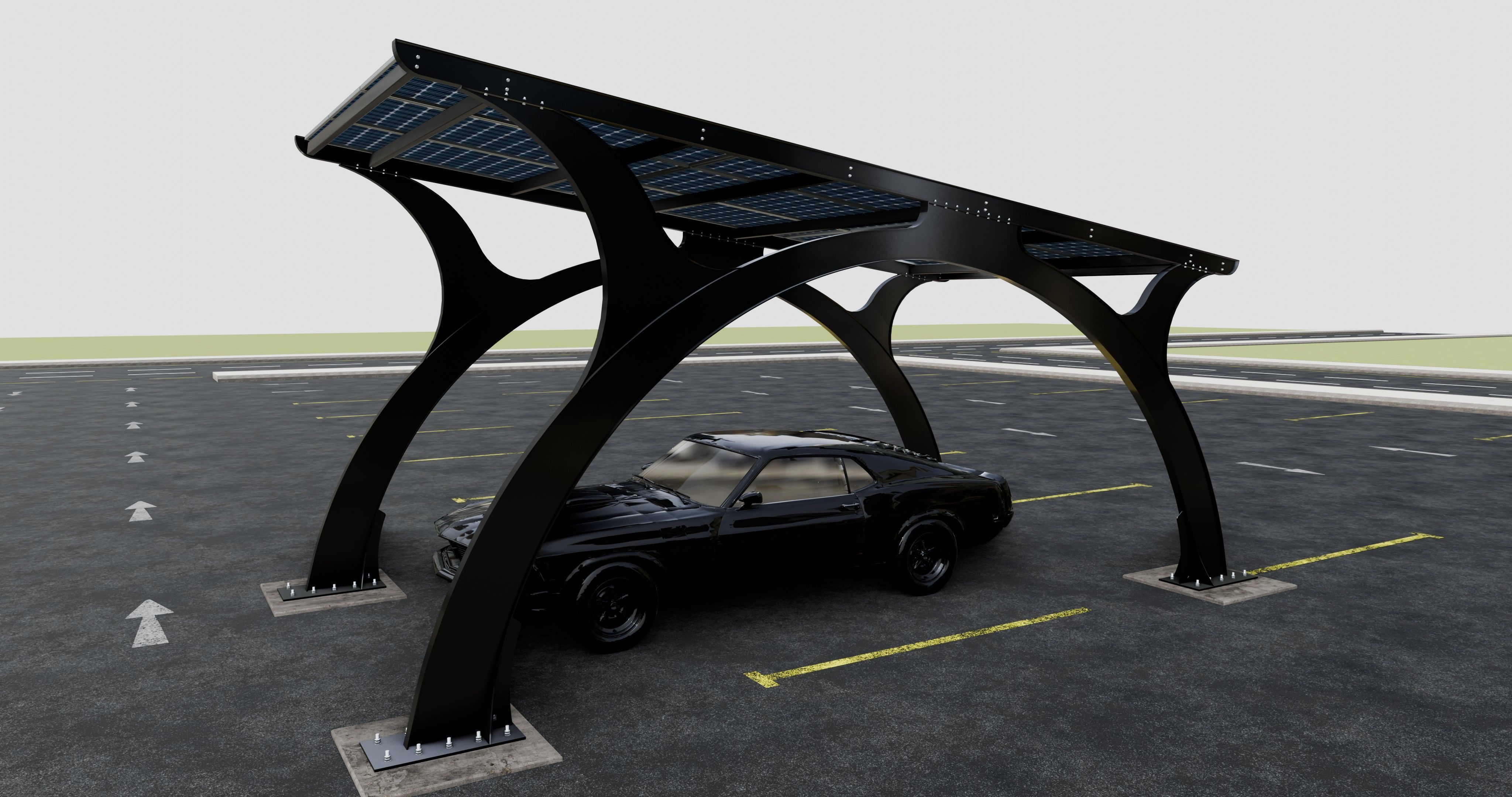 ARCHED TYPE MODERN CARPORT TYPE-4 3D model_2