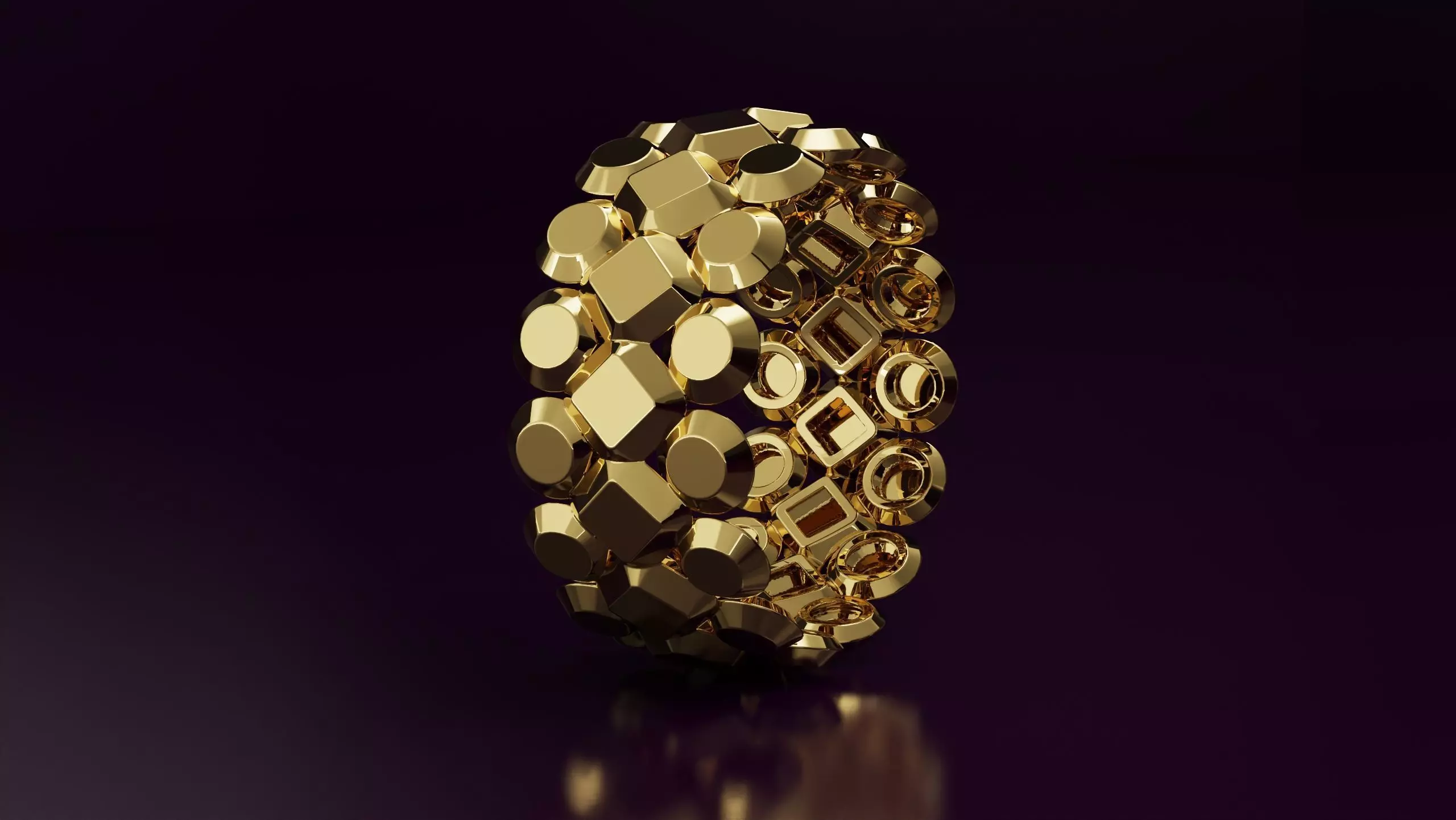 rhombus and sphere Ring Free 3D print model