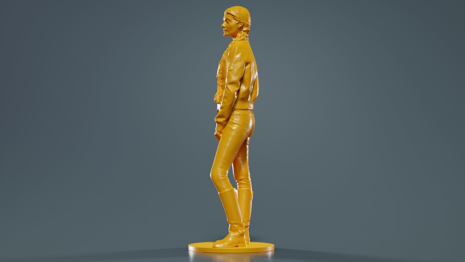 Long Braid Woman in Jacket Jeans and Boots Meditating 3D print model_1