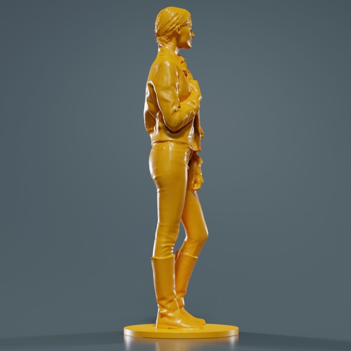 Long Braid Woman in Jacket Jeans and Boots Meditating 3D print model_11