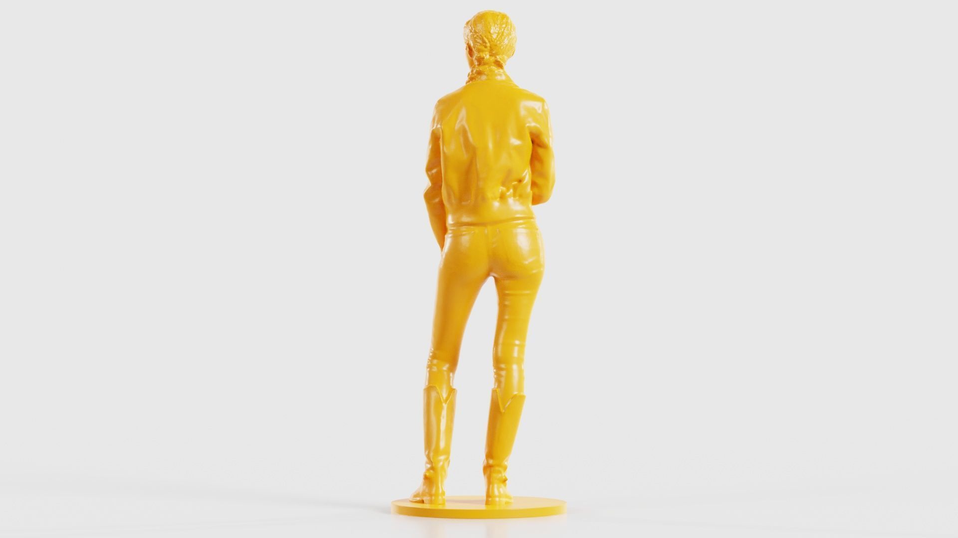 Long Braid Woman in Jacket Jeans and Boots Meditating 3D print model_23