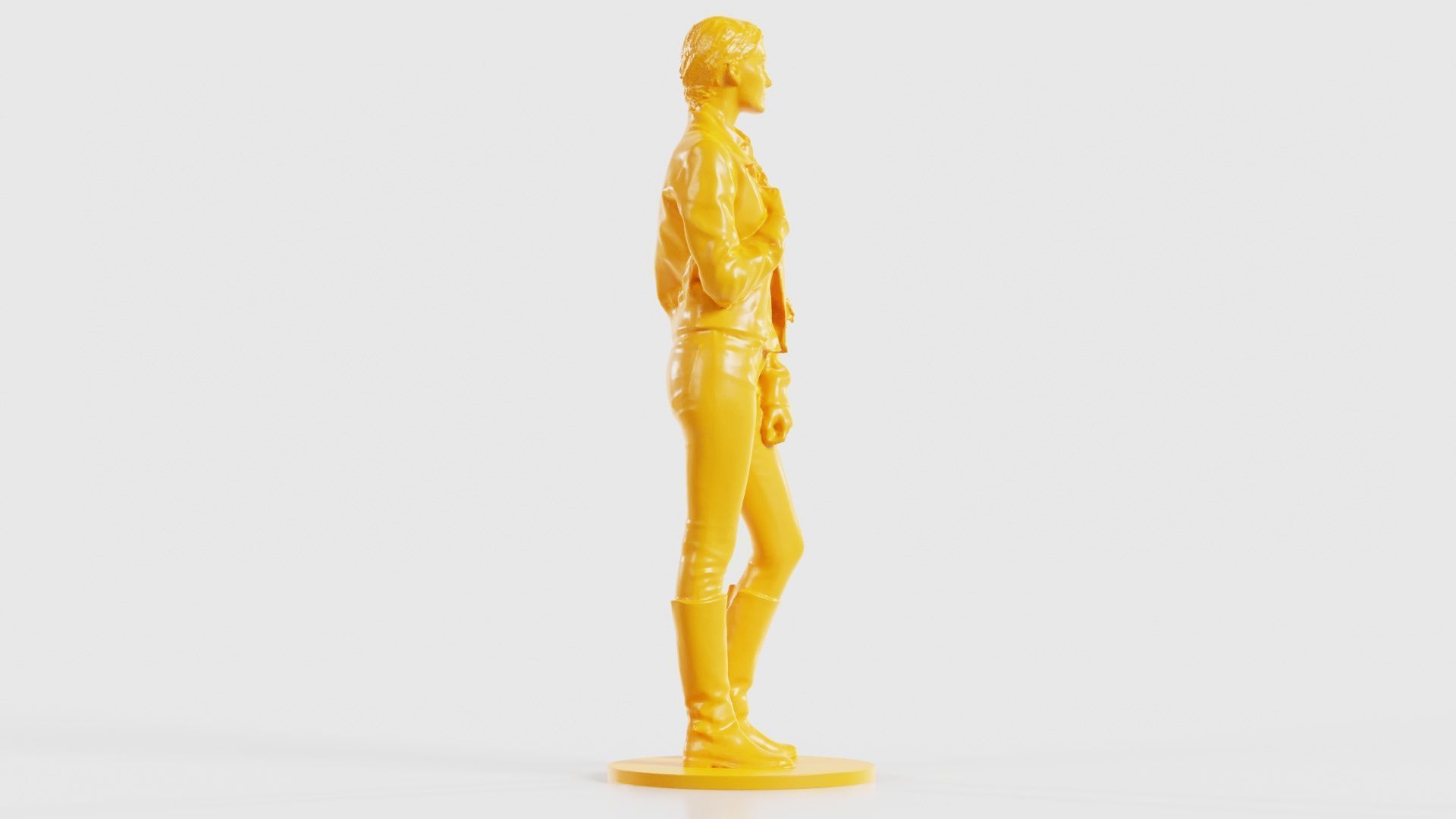 Long Braid Woman in Jacket Jeans and Boots Meditating 3D print model_20