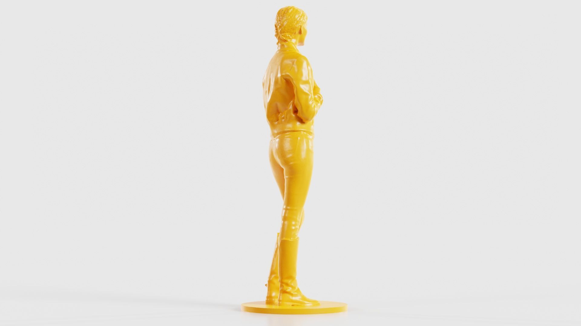 Long Braid Woman in Jacket Jeans and Boots Meditating 3D print model_21