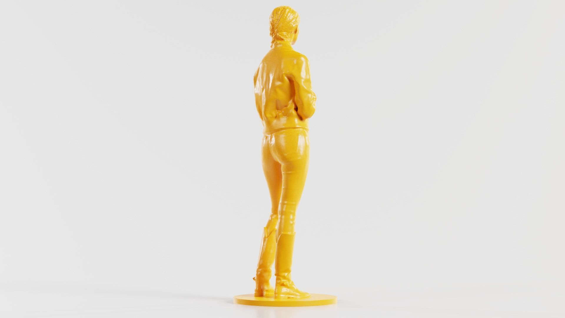 Long Braid Woman in Jacket Jeans and Boots Meditating 3D print model_7