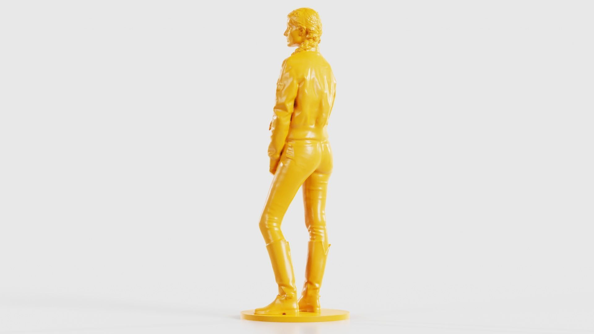 Long Braid Woman in Jacket Jeans and Boots Meditating 3D print model_25