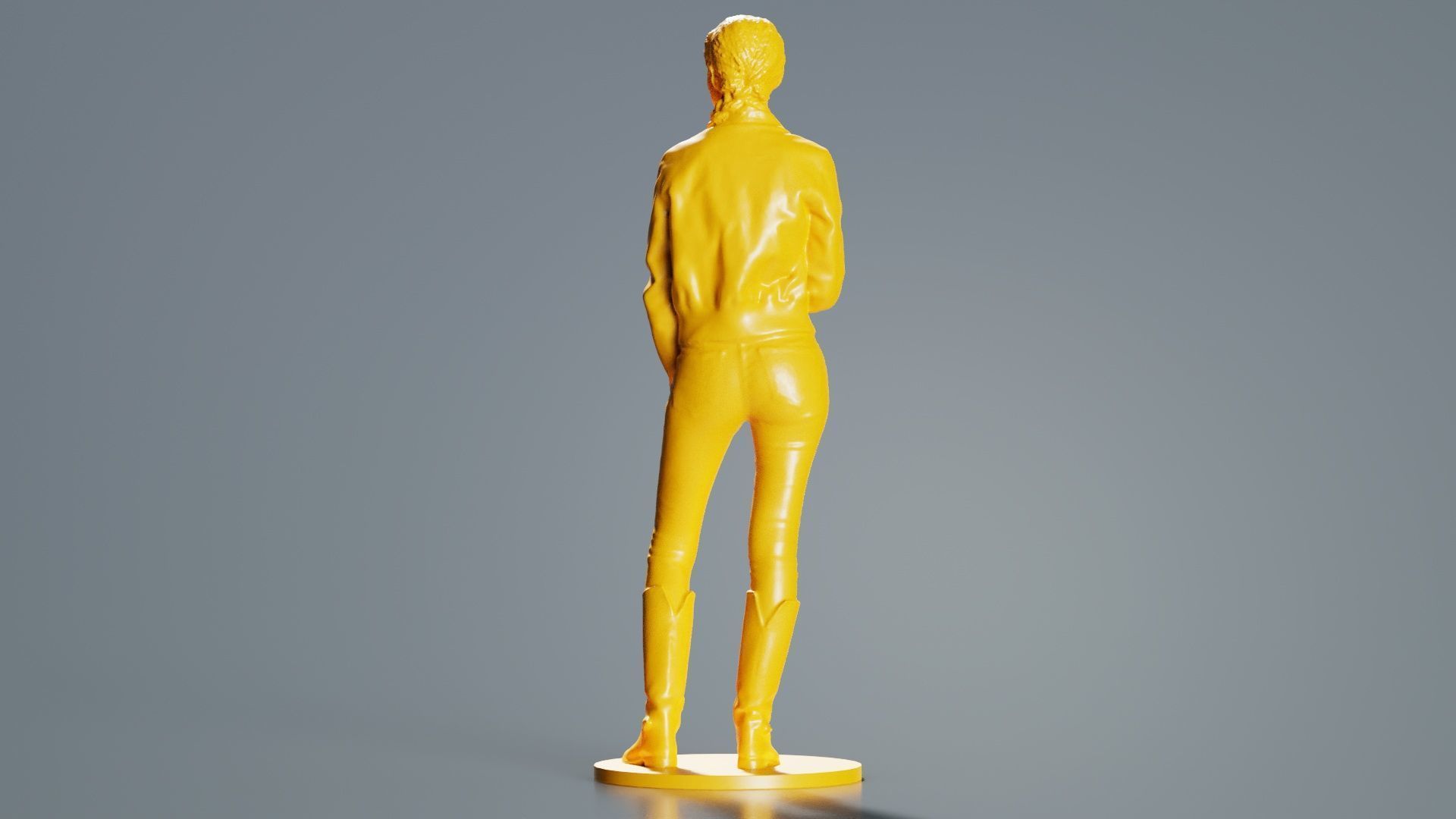 Long Braid Woman in Jacket Jeans and Boots Meditating 3D print model_8