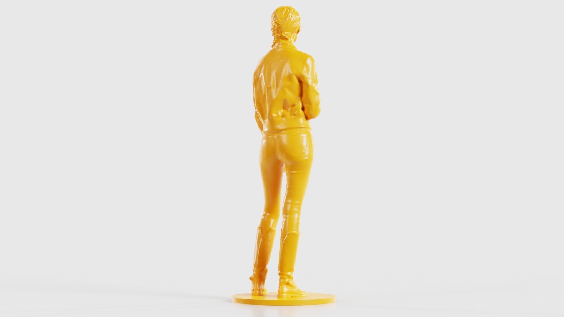 Long Braid Woman in Jacket Jeans and Boots Meditating 3D print model_22