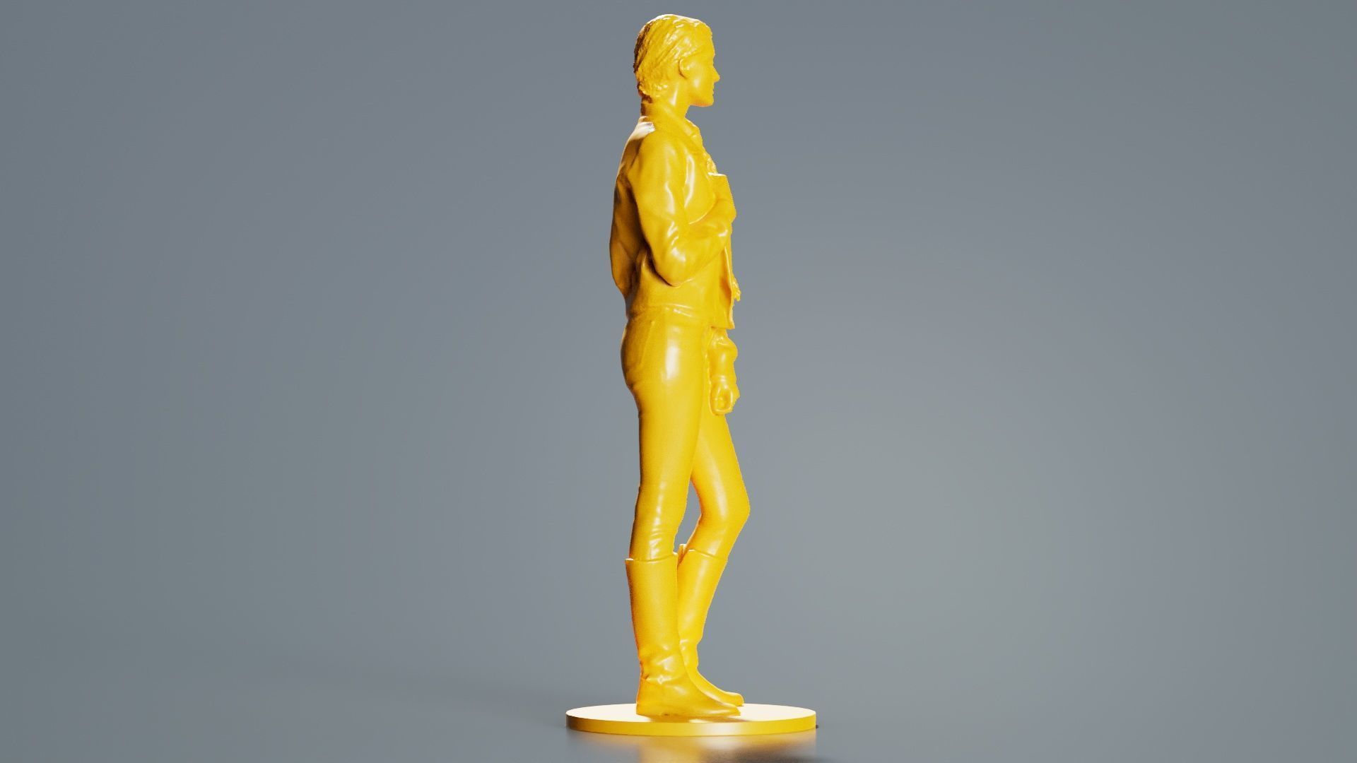 Long Braid Woman in Jacket Jeans and Boots Meditating 3D print model_5