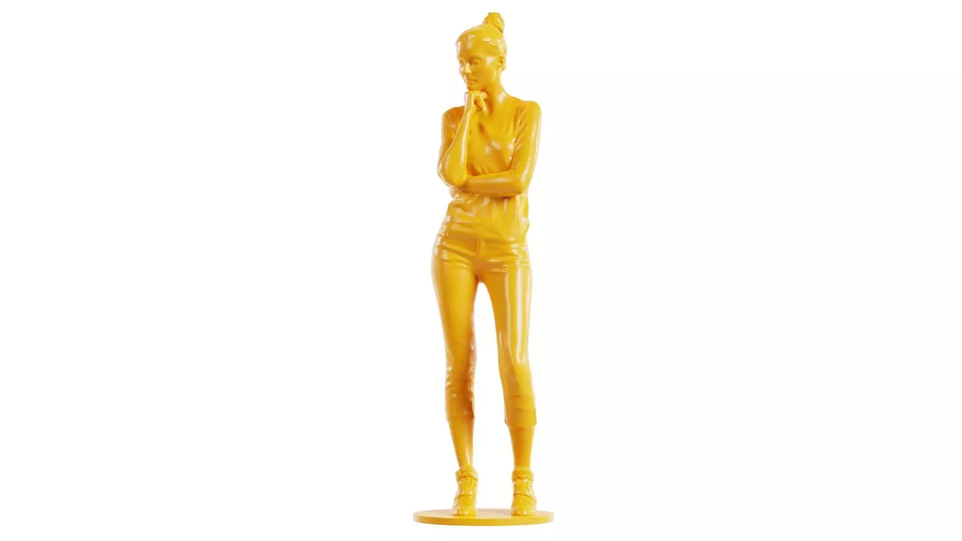 Hair Bun Woman Thinking 3D print model
