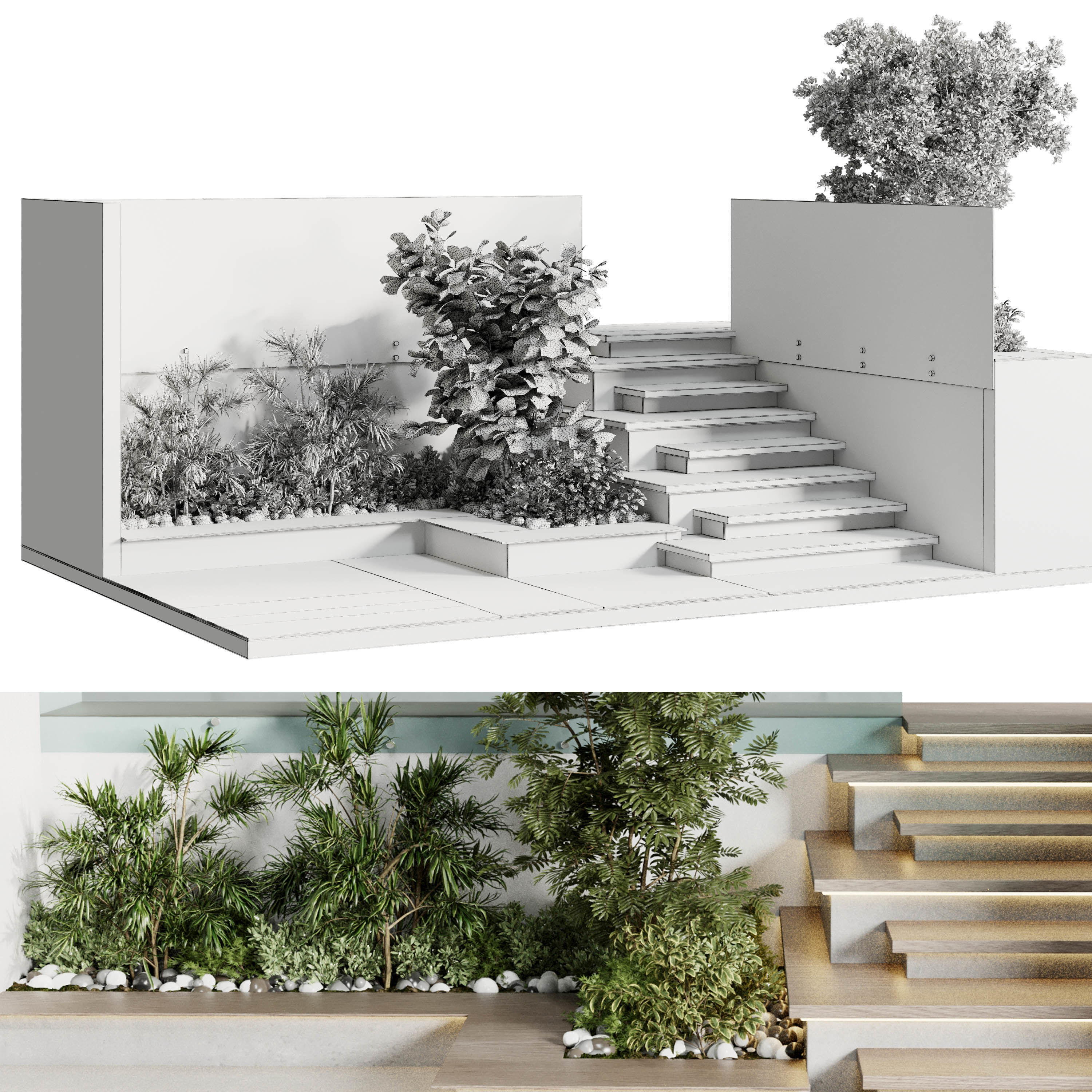 Landscape Furniture - building stairs 04 3D model_8