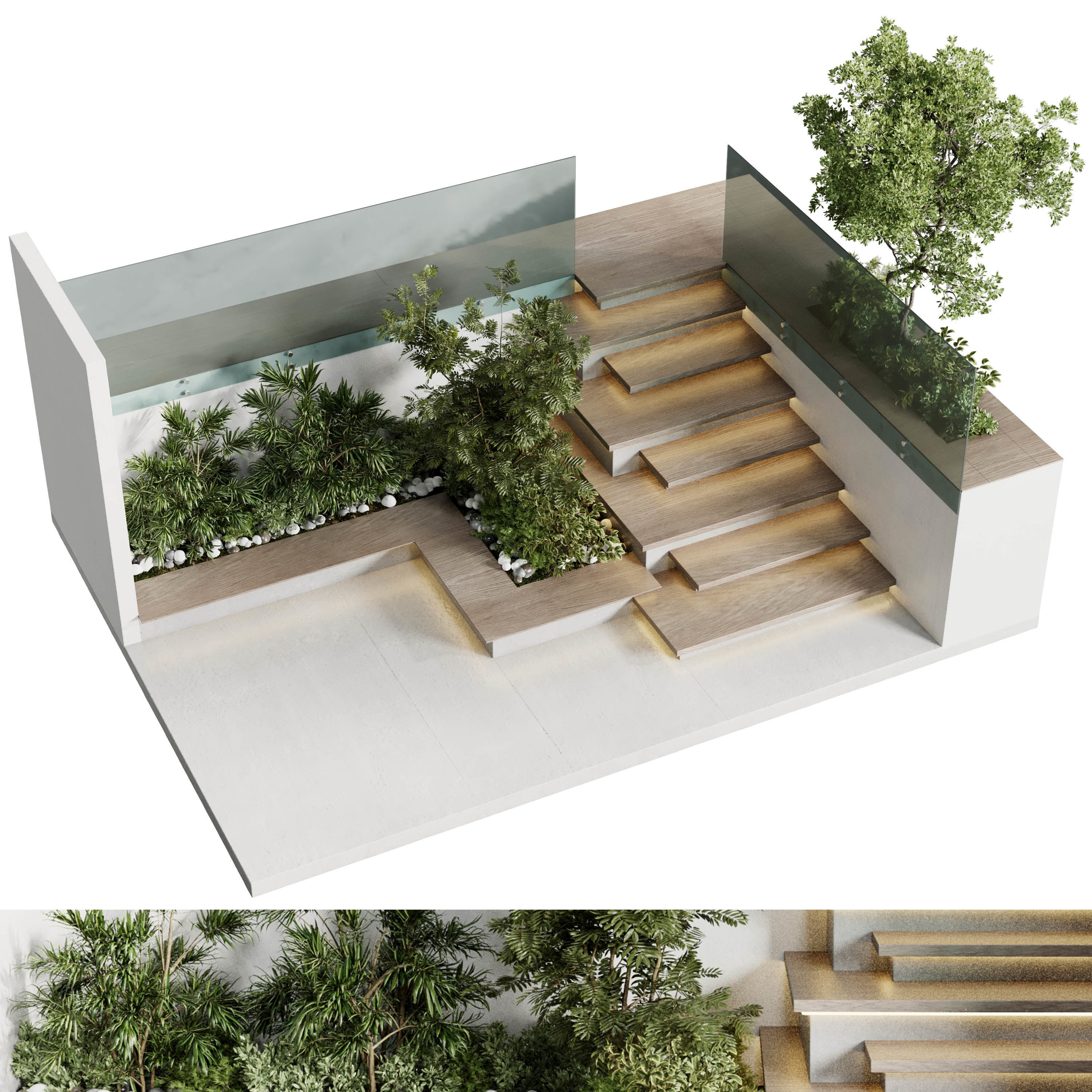 Landscape Furniture - building stairs 04 3D model_3