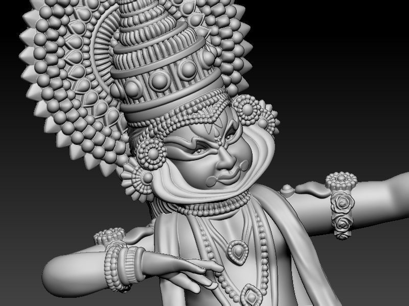 Kathakali Character Model - ZBrush Creation 3D print model_4