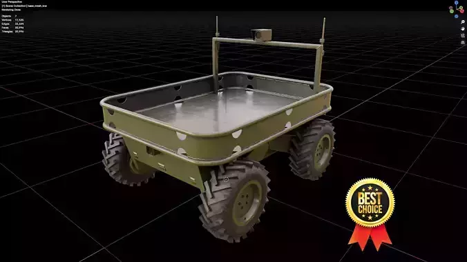 Ukrainian battle wheeled robot CRAB Low-poly 3D model