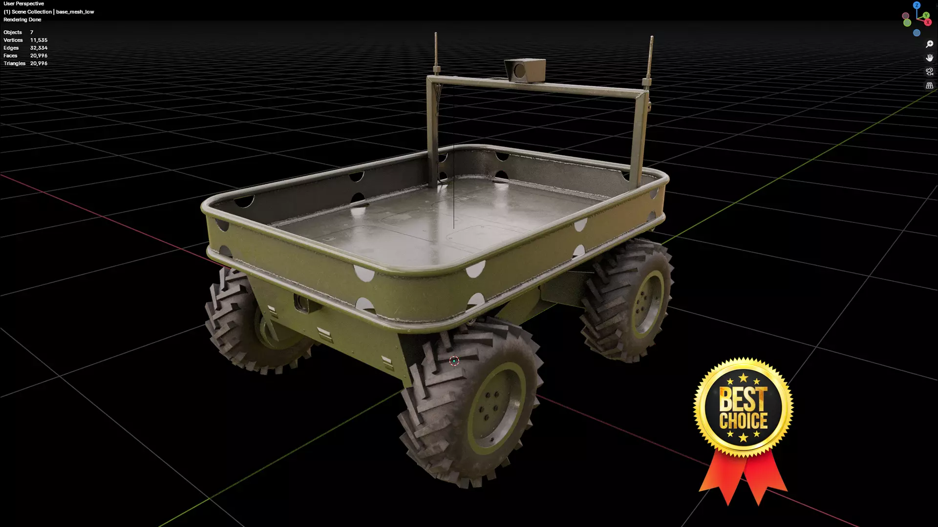 Ukrainian battle wheeled robot CRAB Low-poly 3D model_0