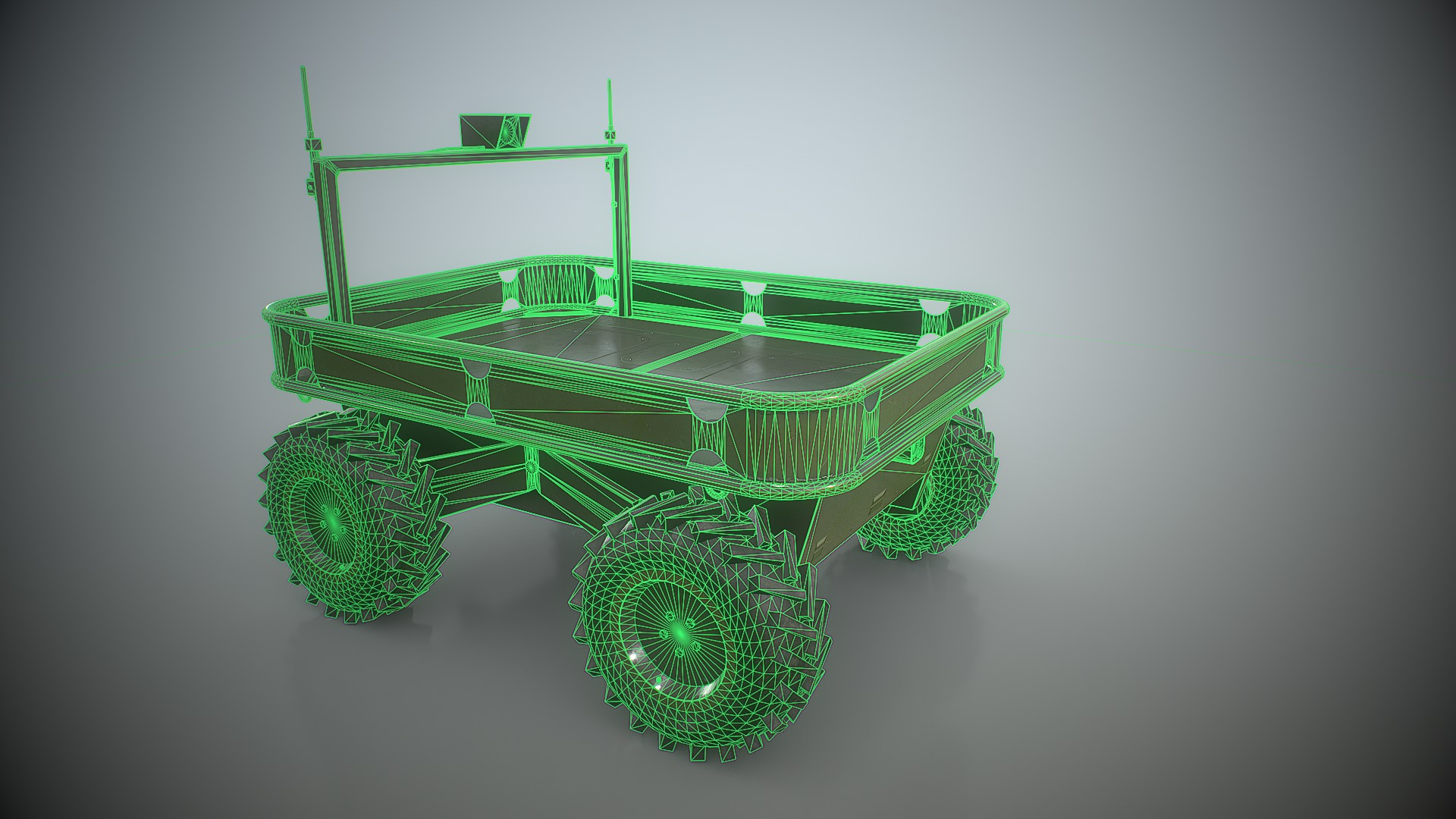 Ukrainian battle wheeled robot CRAB Low-poly 3D model_11