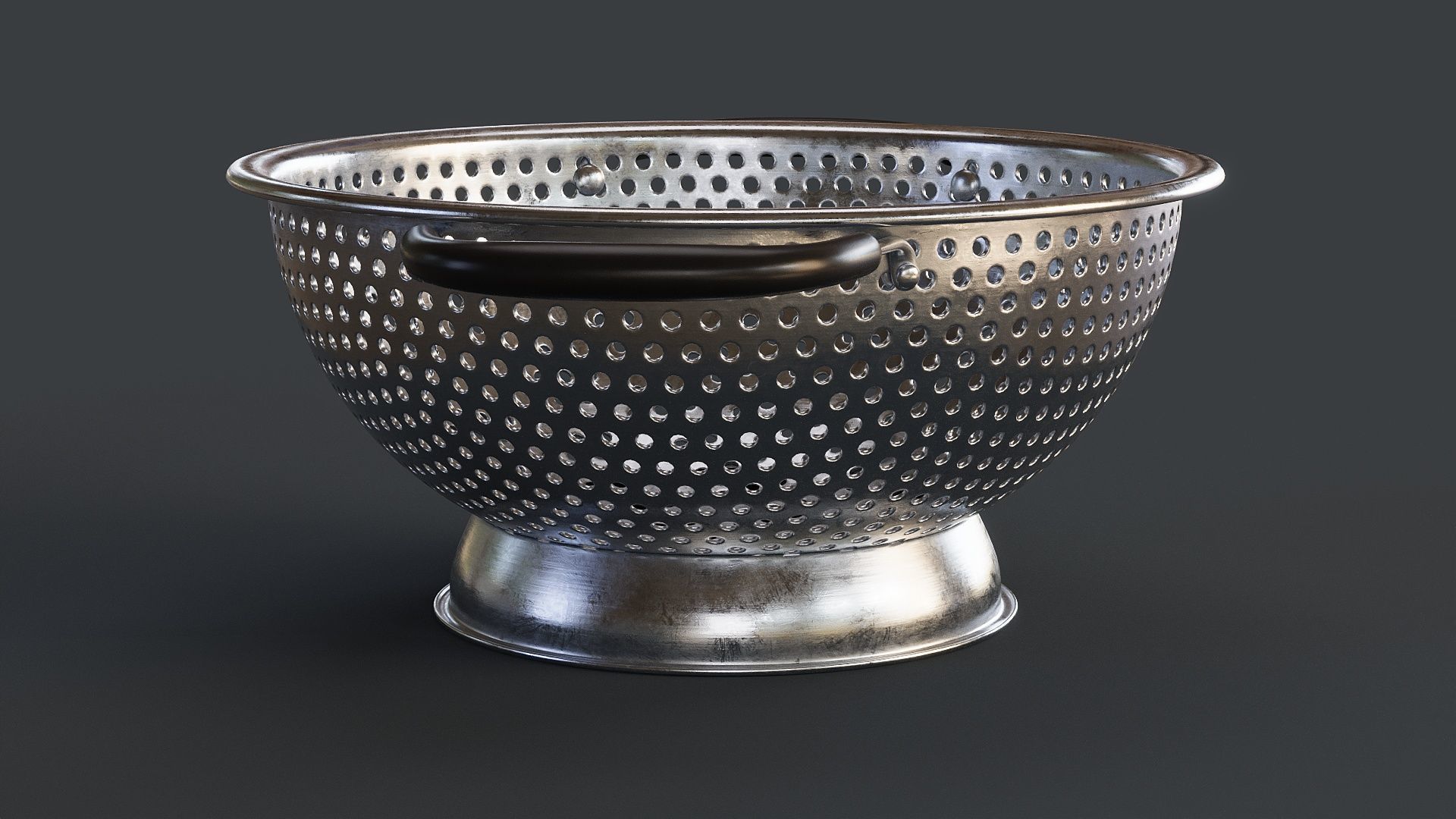 Stainless Steel Colander 02 PBR 3D model_4