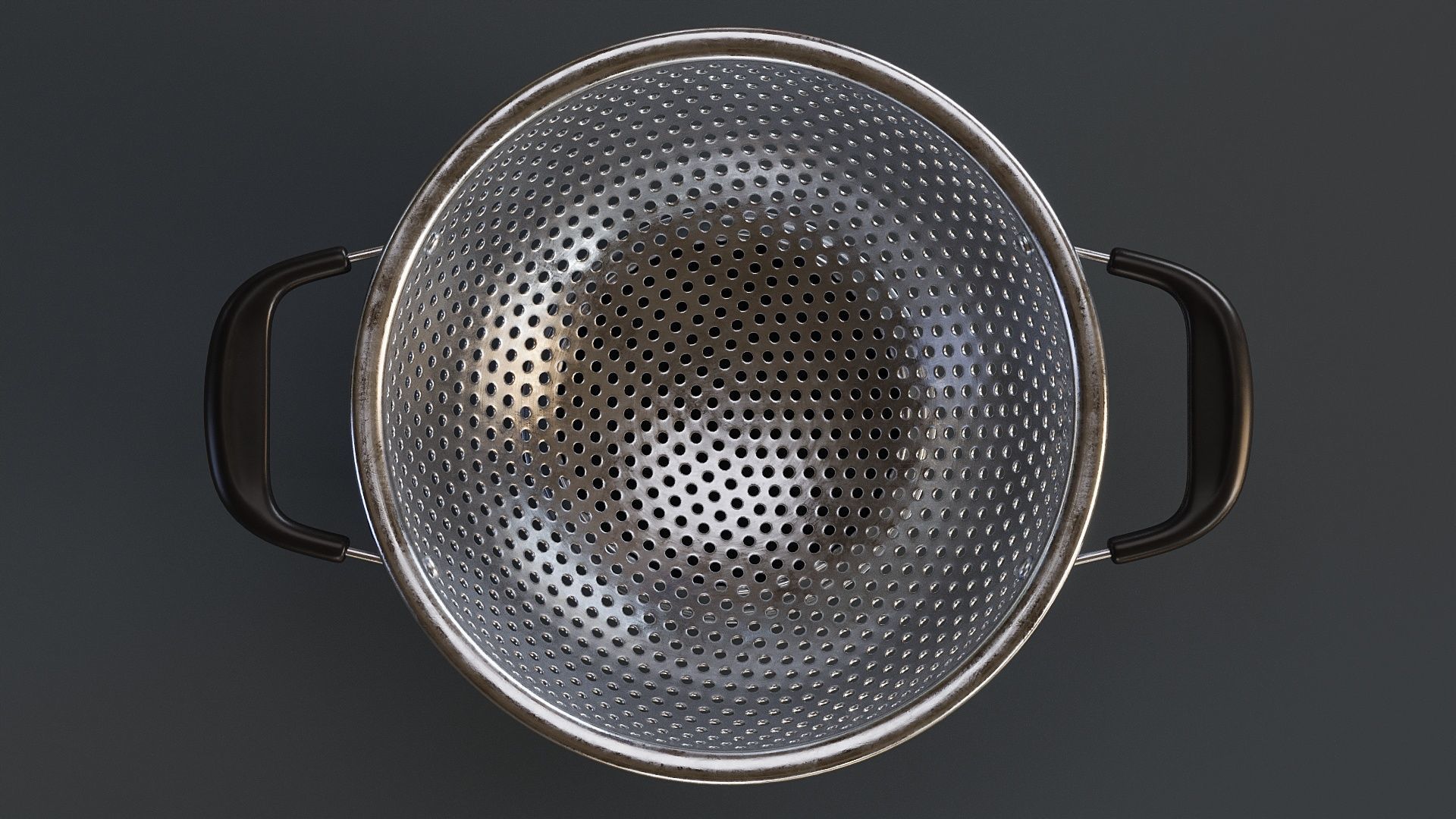 Stainless Steel Colander 02 PBR 3D model_8