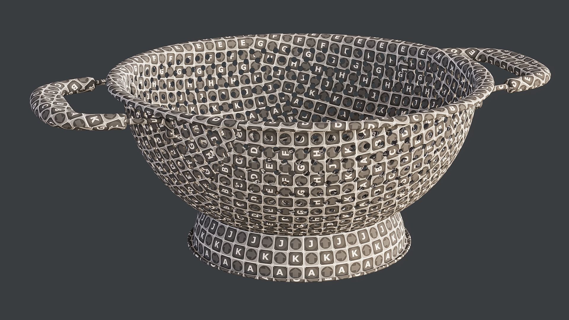 Stainless Steel Colander 02 PBR 3D model_14
