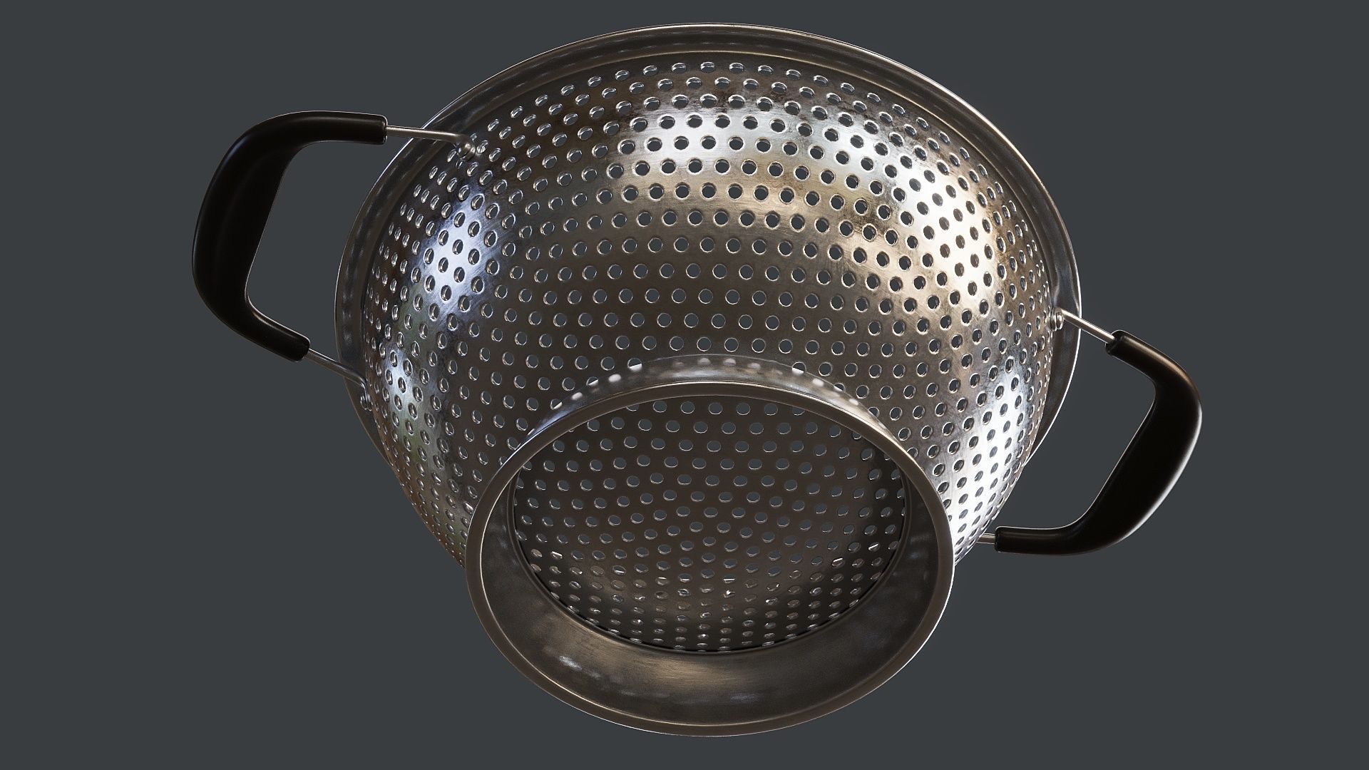 Stainless Steel Colander 02 PBR 3D model_10