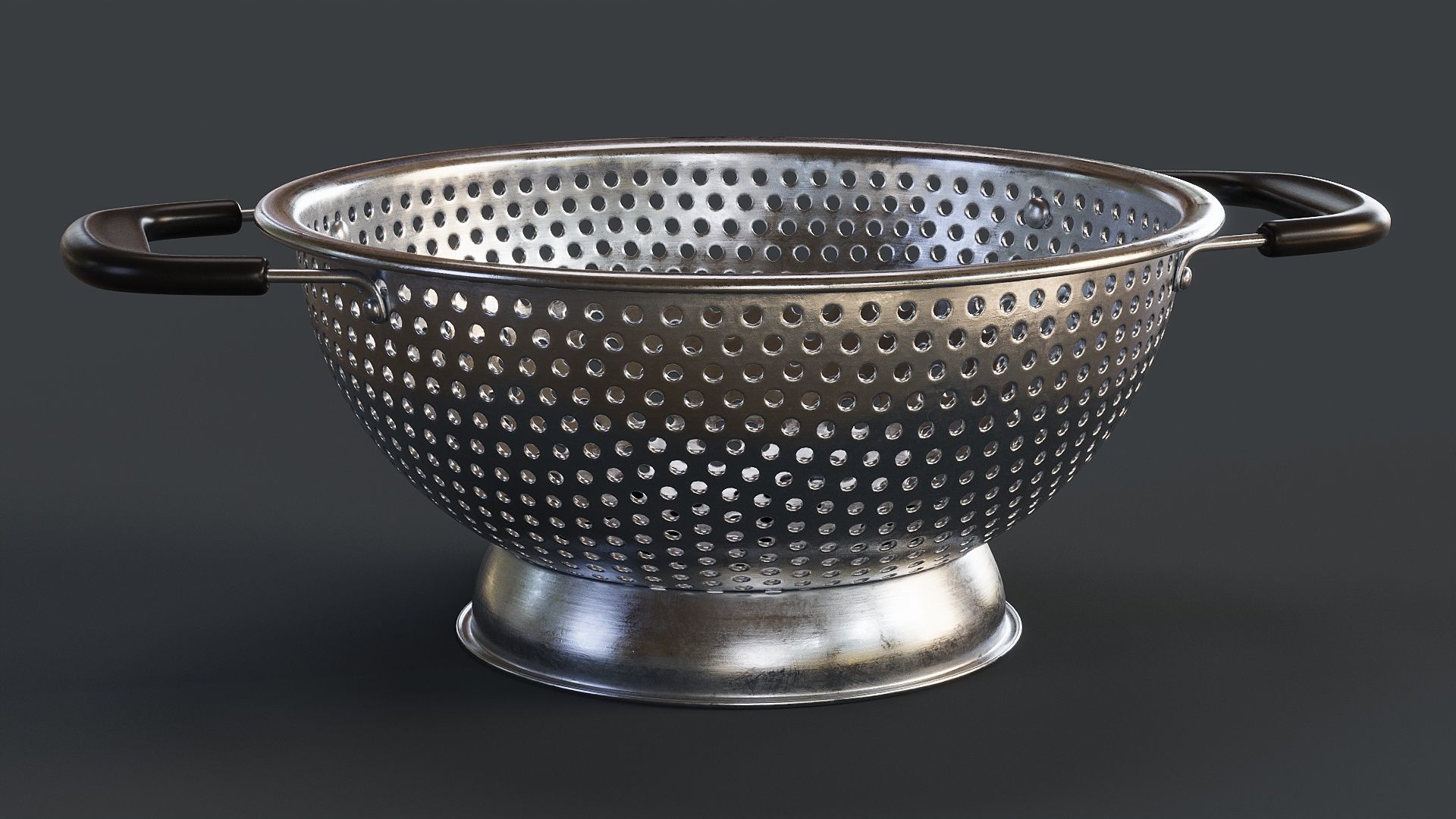 Stainless Steel Colander 02 PBR 3D model_2