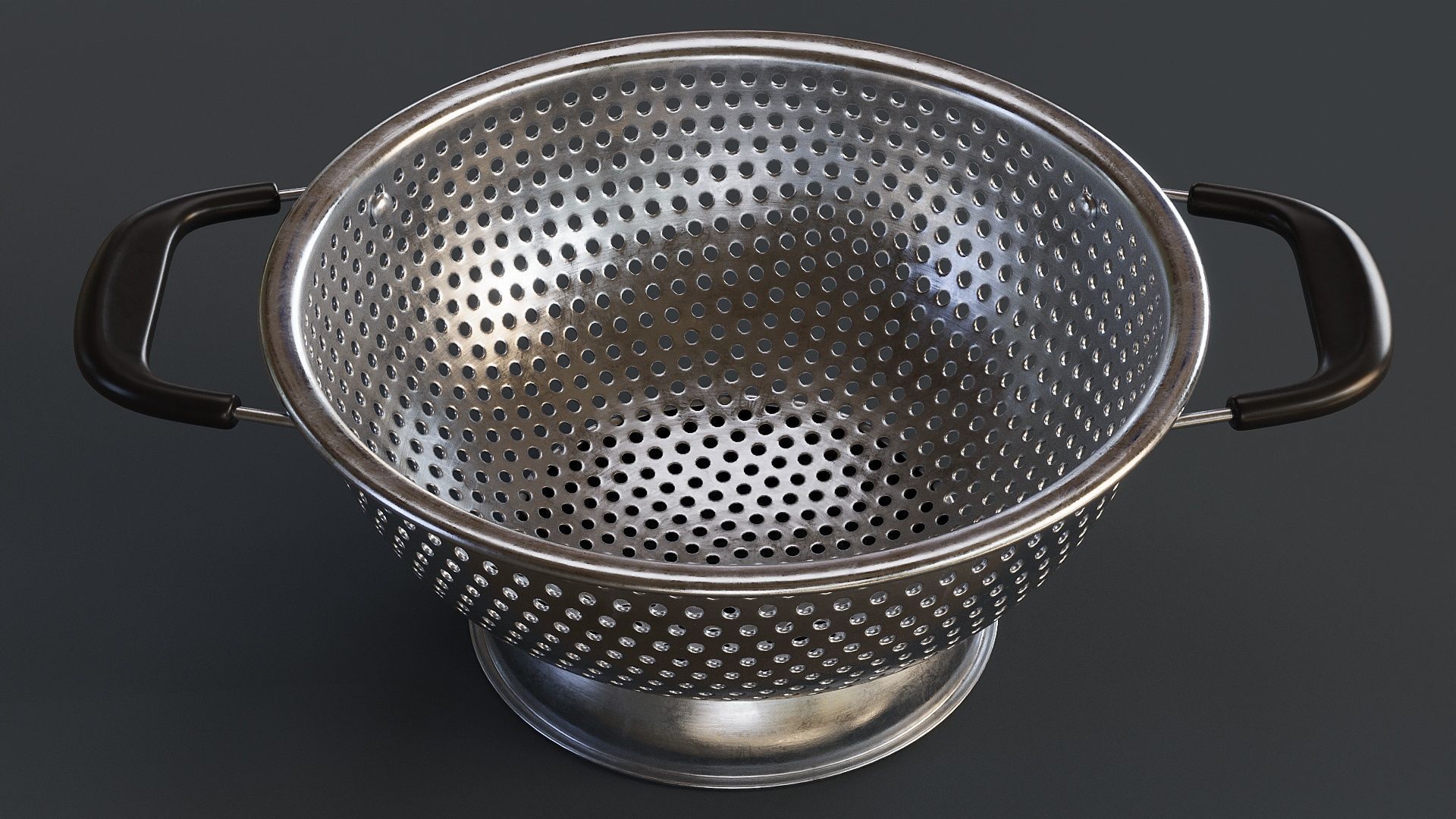 Stainless Steel Colander 02 PBR 3D model_7